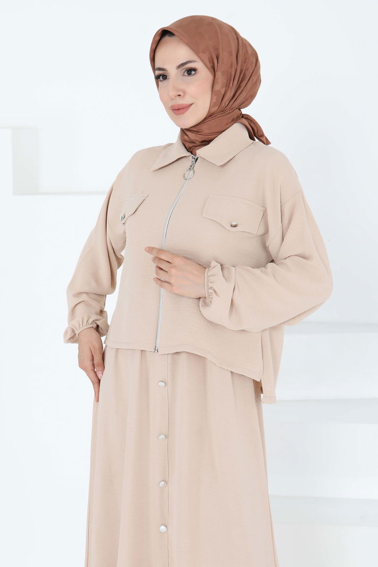 Fermuar Detay Elbise Takım - 27178 - TOFİSA