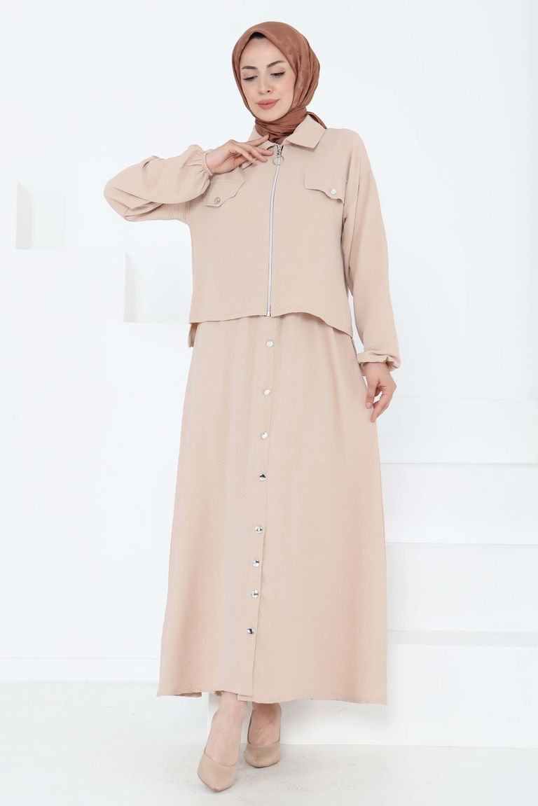 Fermuar Detay Elbise Takım - 27178 - TOFİSA