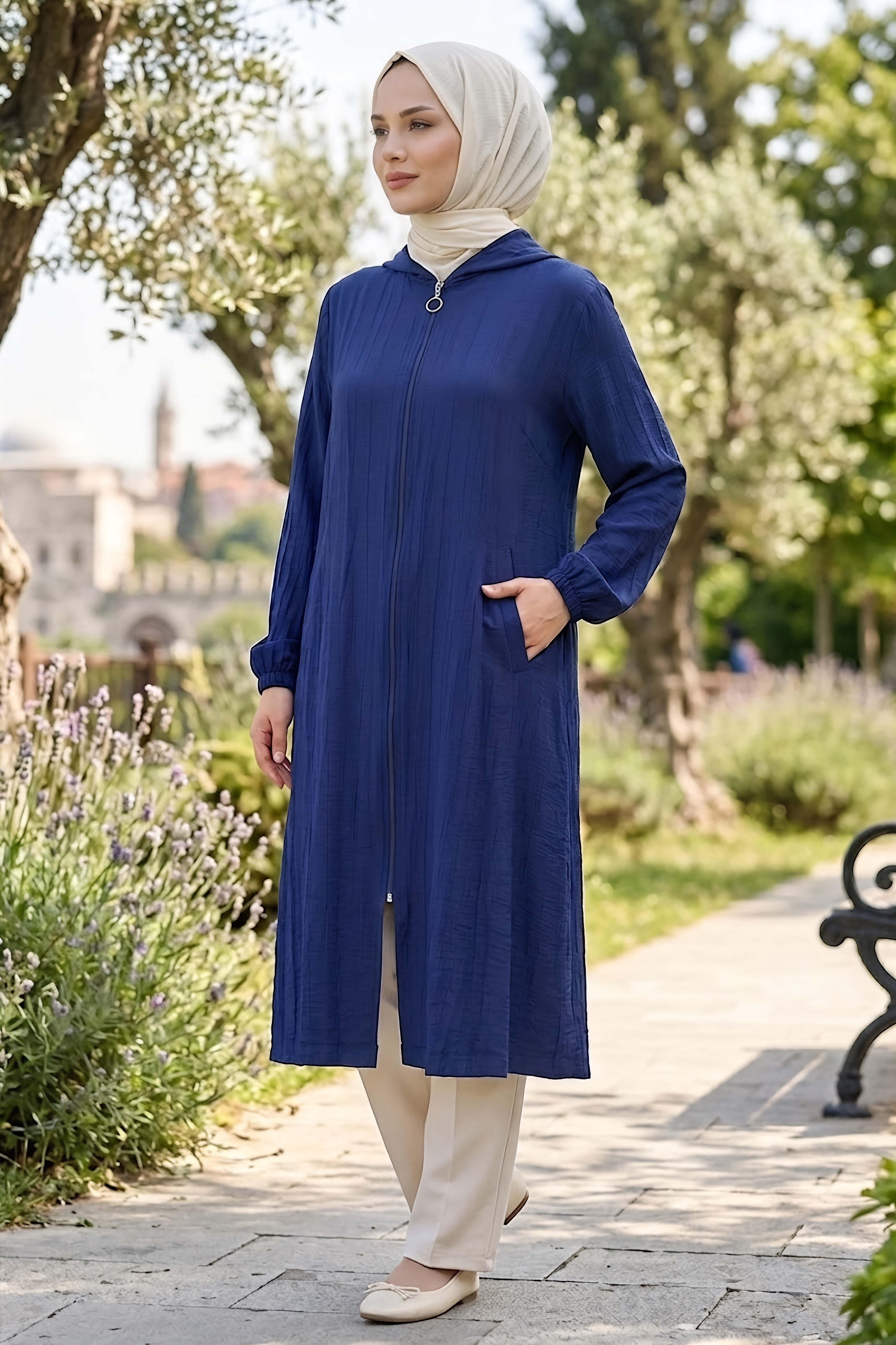 Fermuarlı Cepli Kap Lacivert - 28480-LACIVERT - 2
