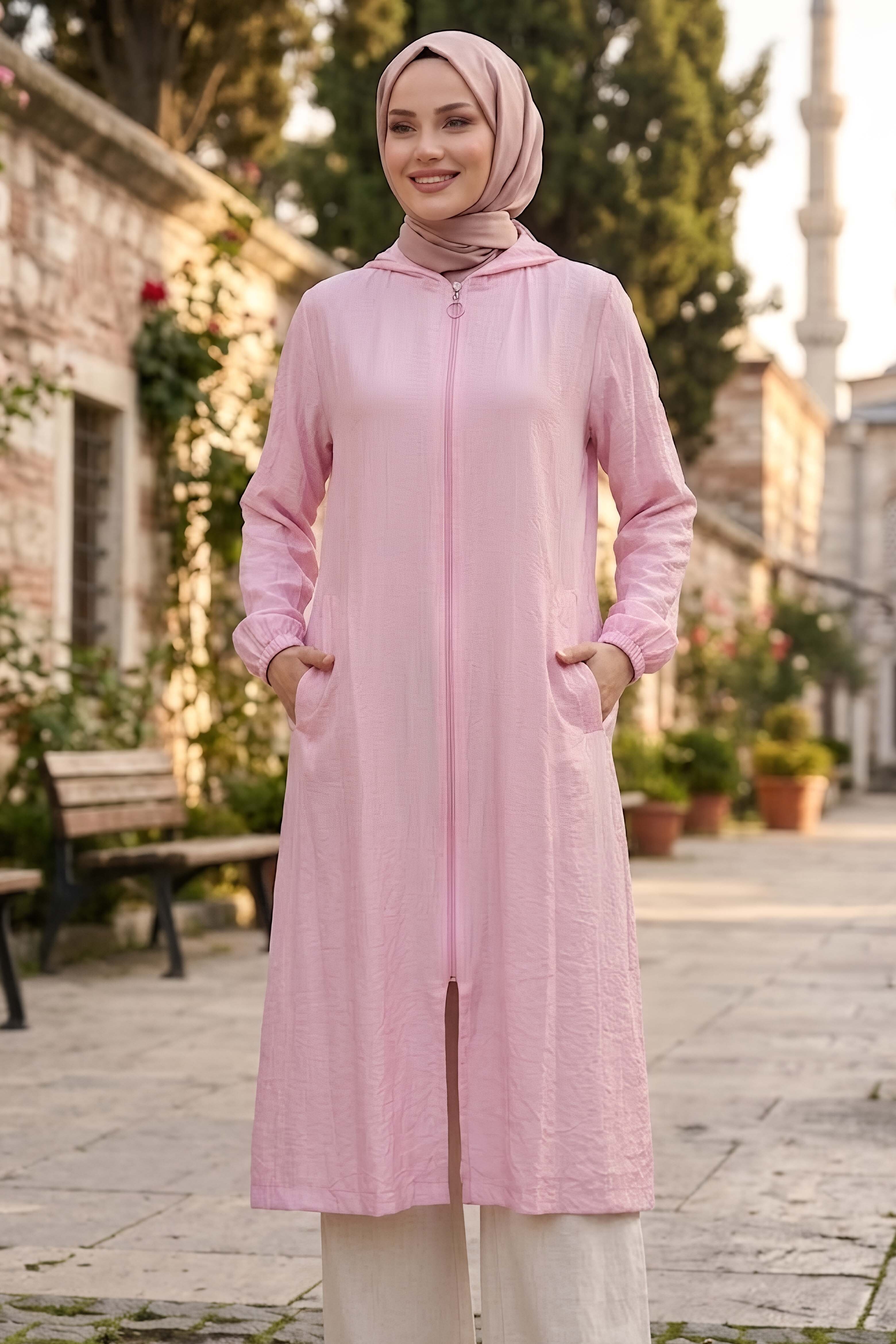 Fermuarlı Cepli Kap Pembe - 28480-PEMBE - 1