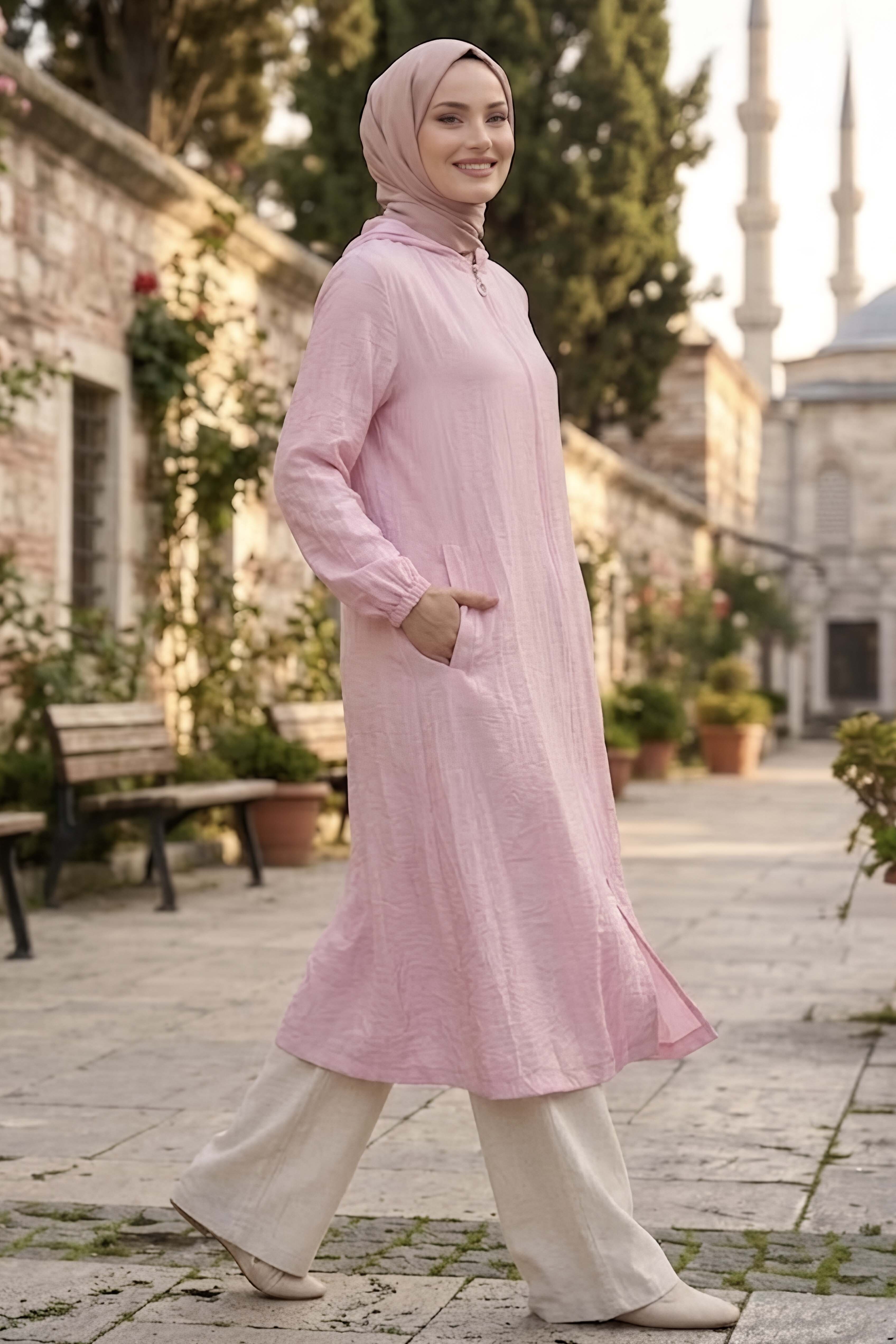 Fermuarlı Cepli Kap Pembe - 28480-PEMBE - 2