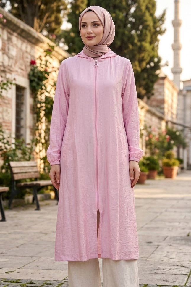 Fermuarlı Cepli Kap Pembe - 28480-PEMBE - 3