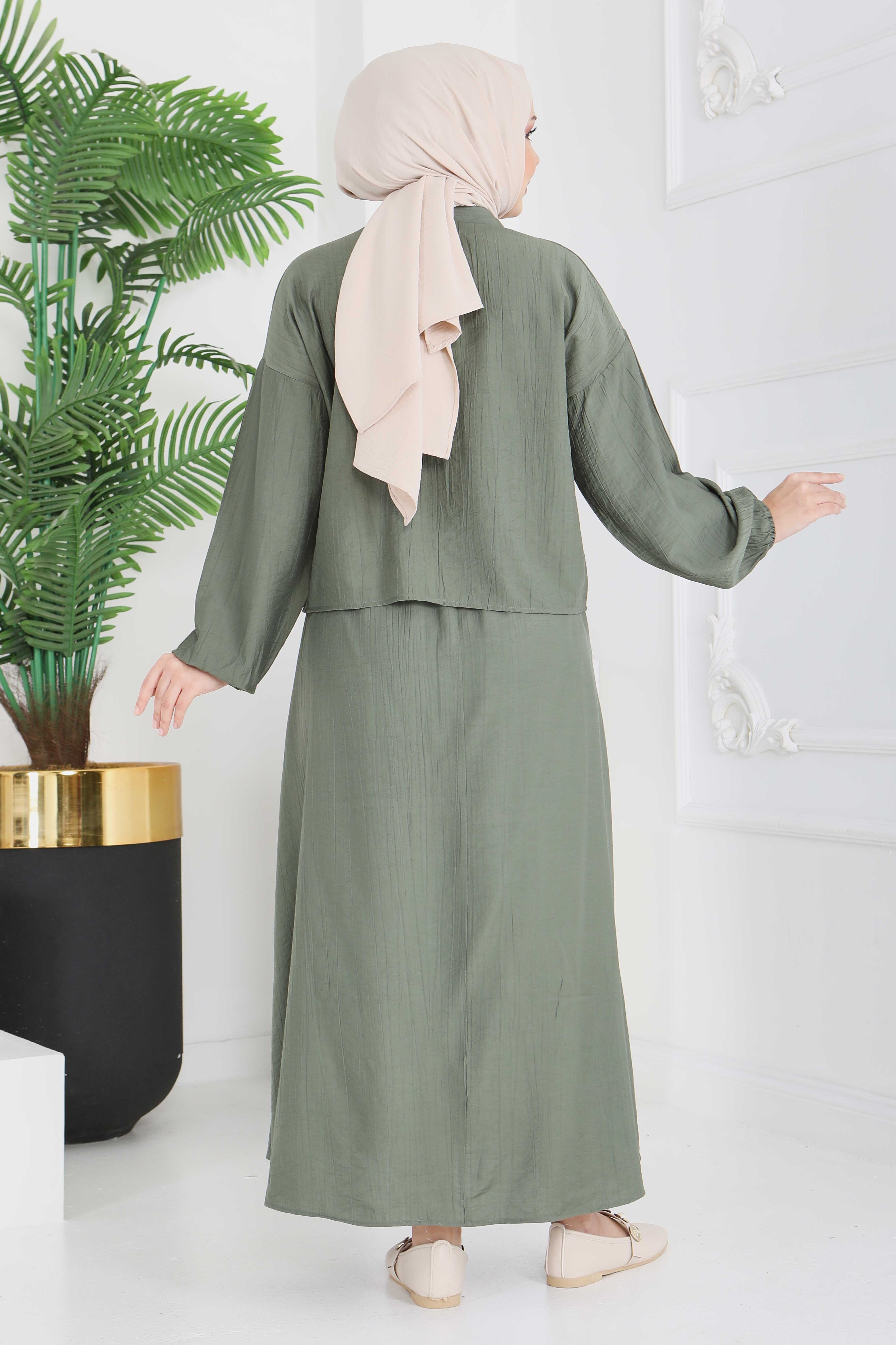 Fermuarlı Droplu İkili Takım - 28220-HAKI - 6