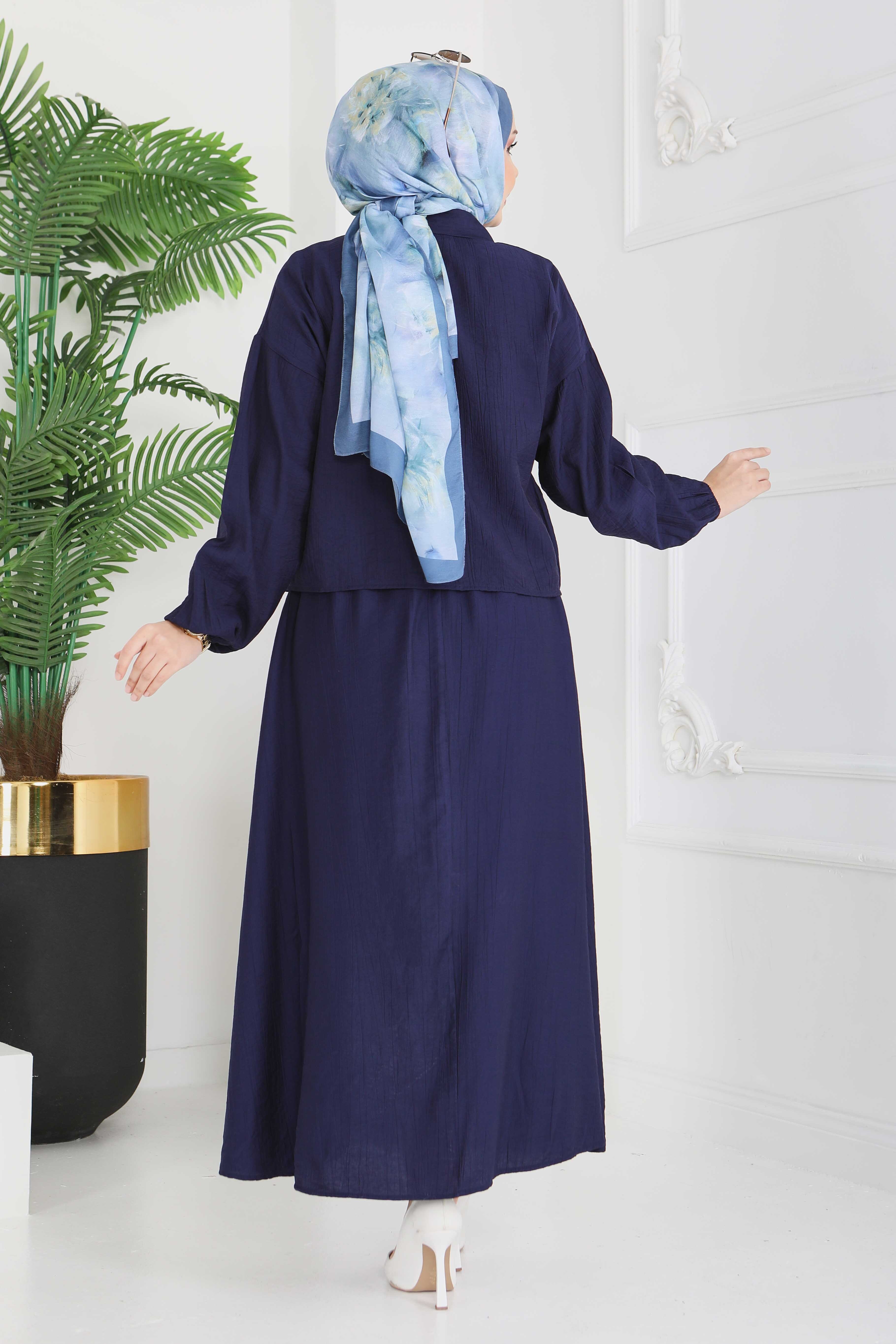 Fermuarlı Droplu İkili Takım - 28220-LACIVERT - 6