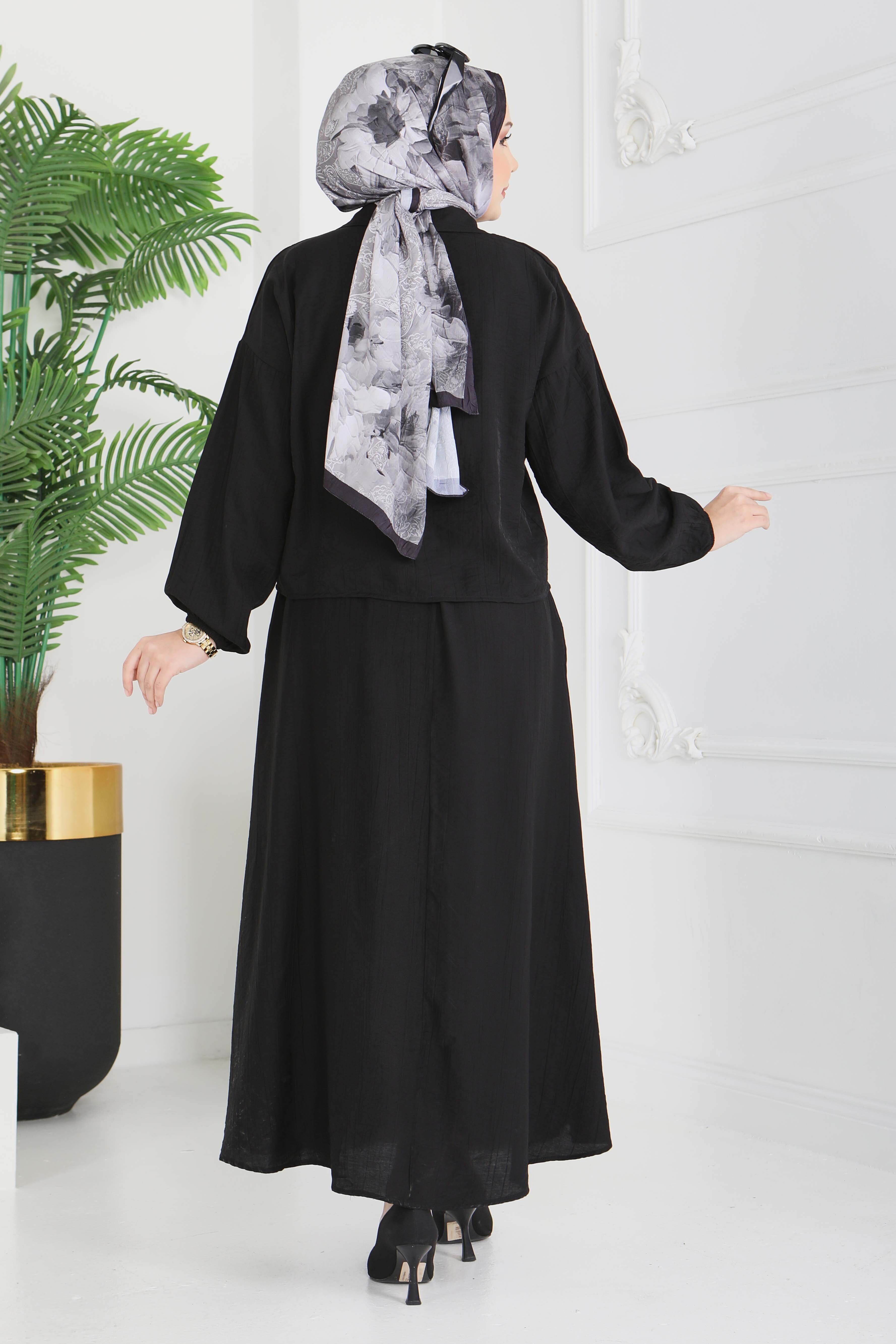 Fermuarlı Droplu İkili Takım - 28220-SIYAH - 6