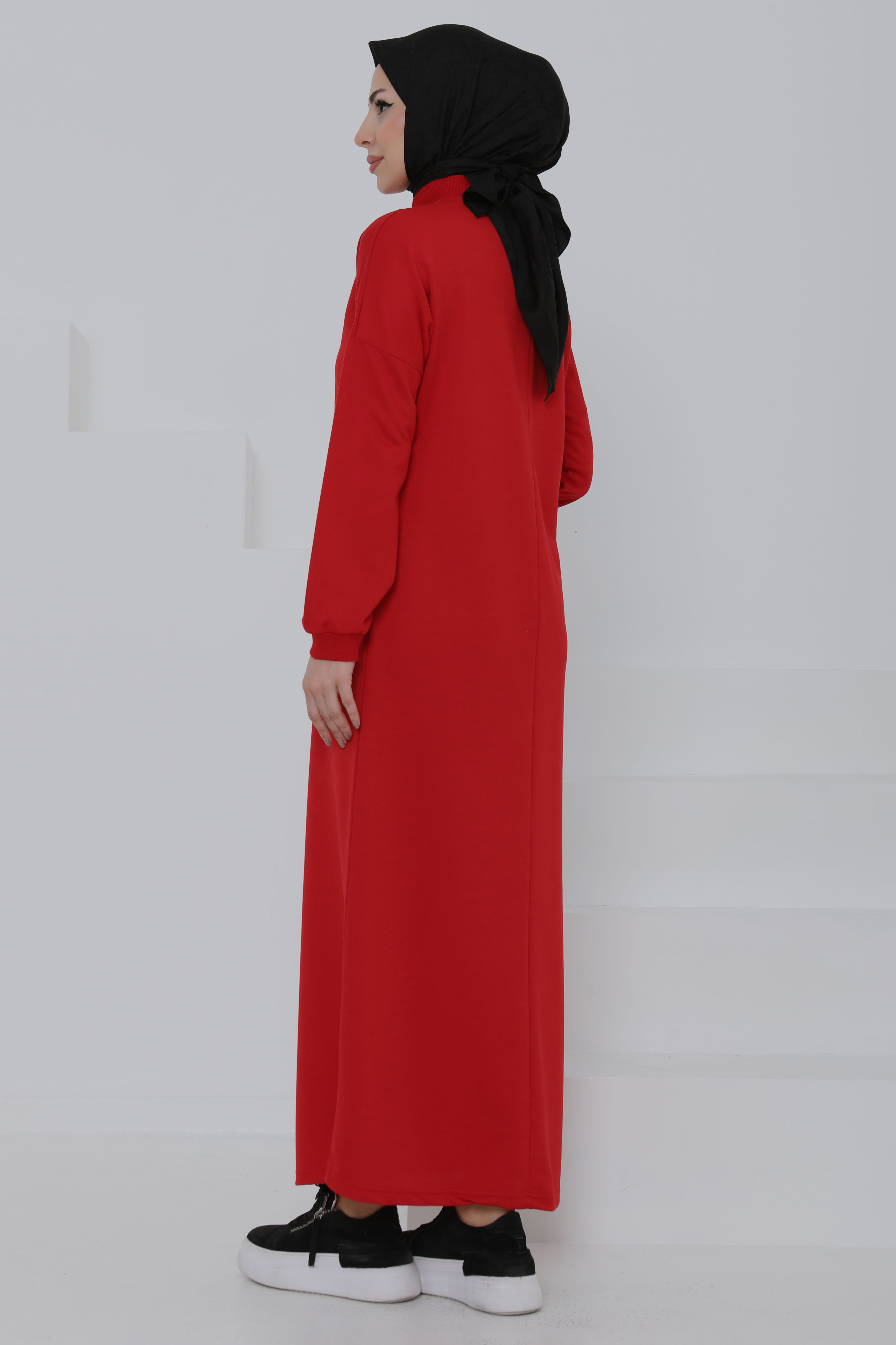 Fermuarlı Elbise Kirmizi - 27046 - 6