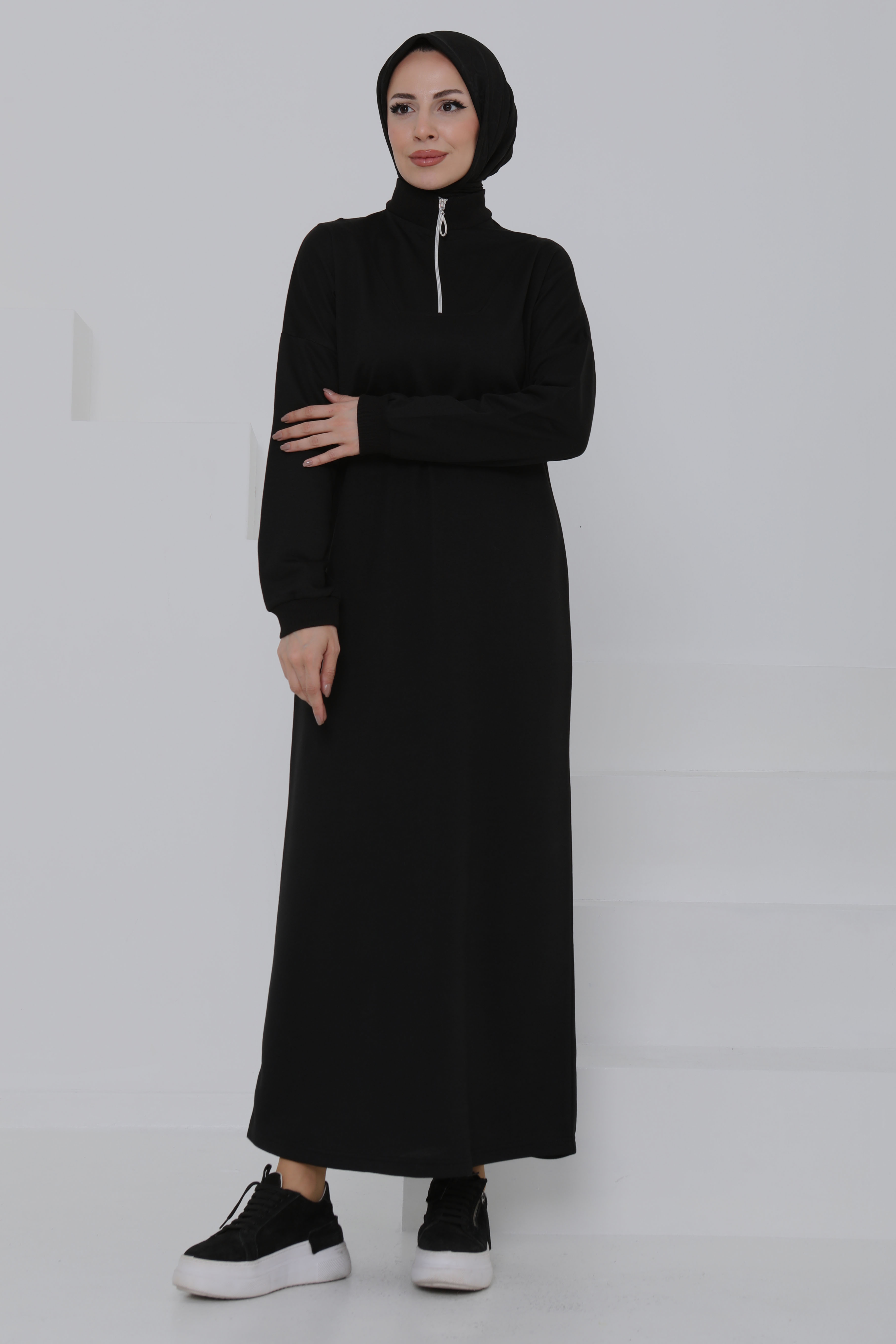 Fermuarlı Elbise - 27046 - 1