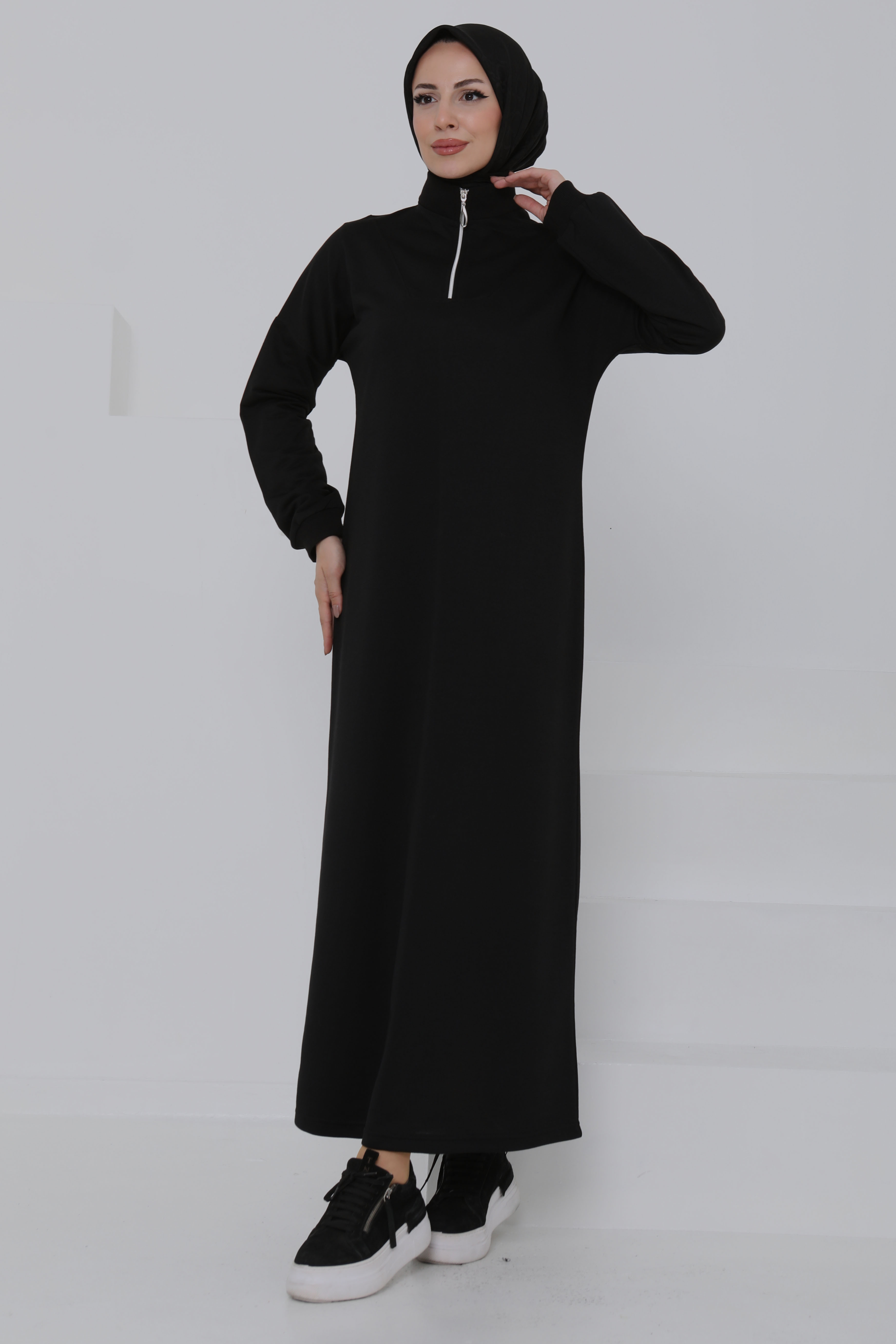 Fermuarlı Elbise - 27046 - 3