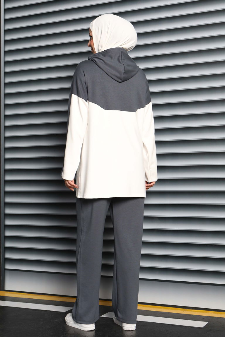 Fermuarlı Garnili Modal İkili Takım - 27862-FUME - TOFİSA