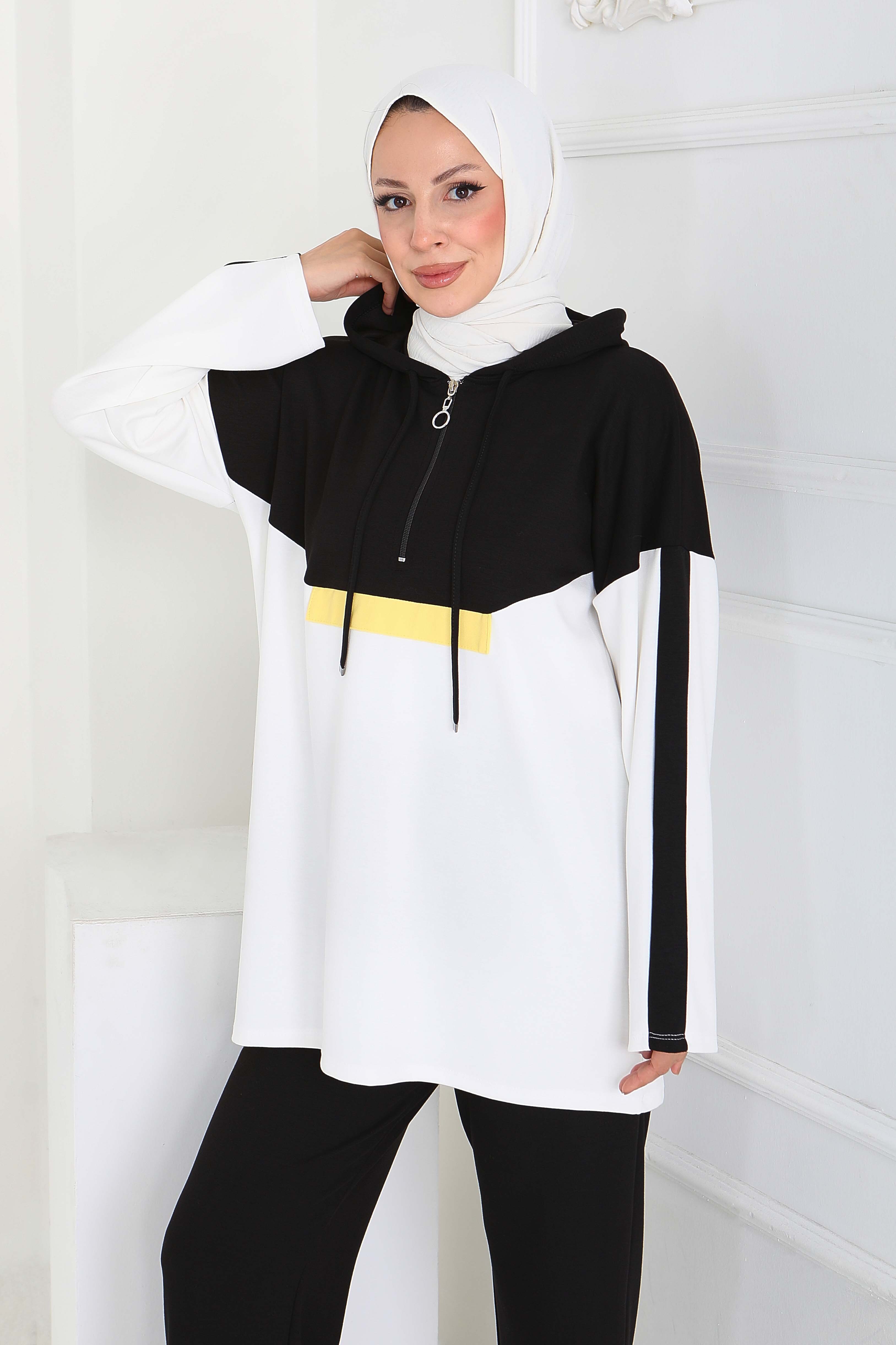 Fermuarlı Garnili Modal İkili Takım - 27862-SIYAH - 3