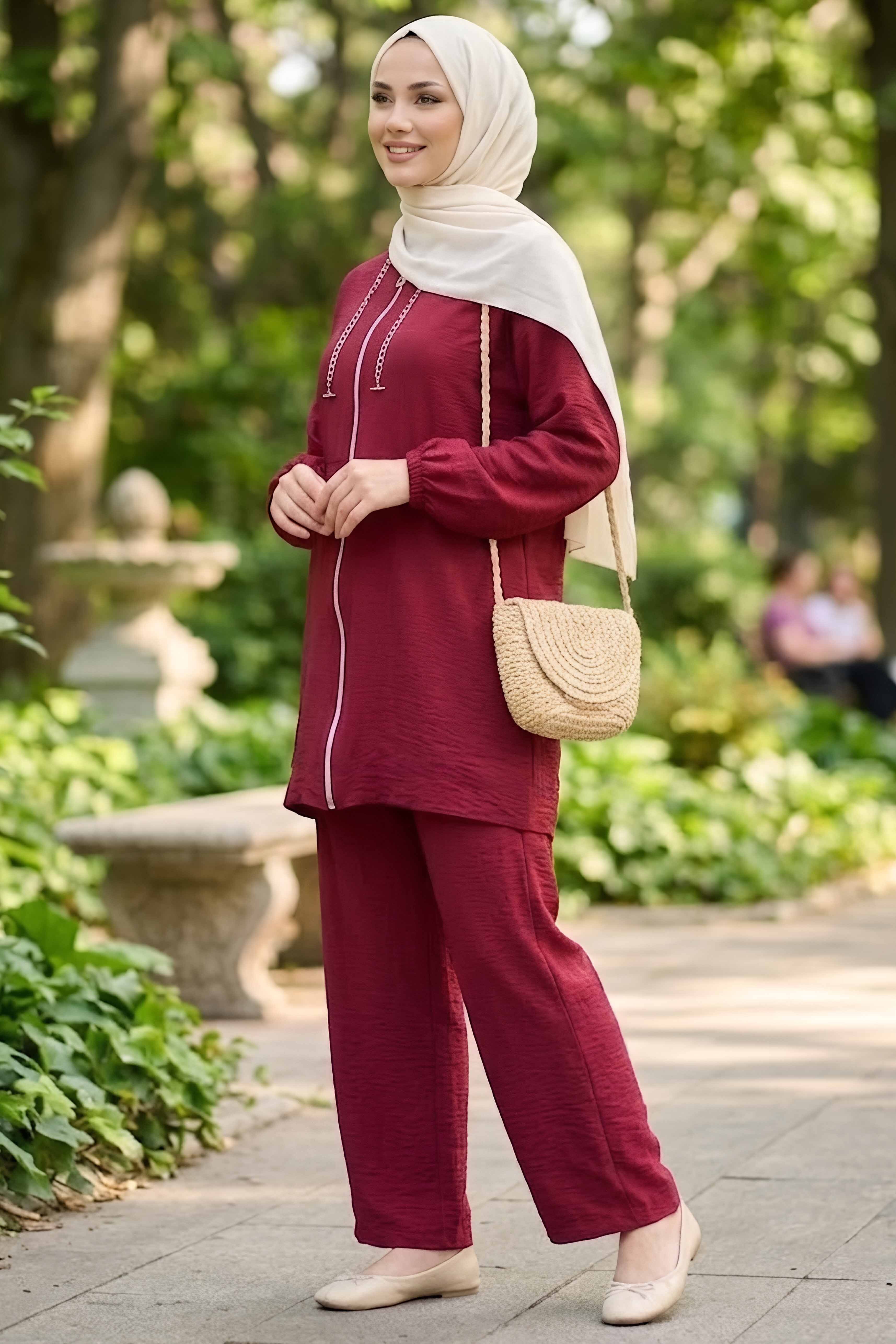 Fermuarlı İkili Takım Bordo - 28780-BORDO - 2