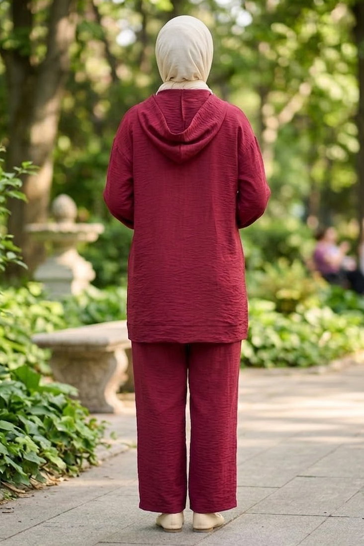 Fermuarlı İkili Takım Bordo - 28780-BORDO - 3