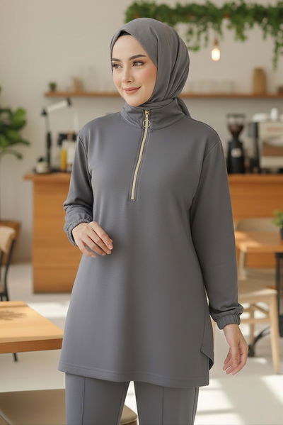 Fermuarlı Modal İkili Takım - 1013-FUME 