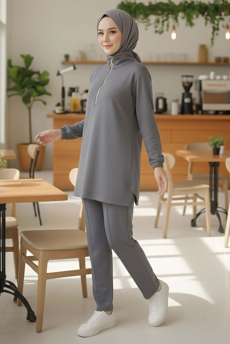 Fermuarlı Modal İkili Takım - 1013-FUME - TOFİSA