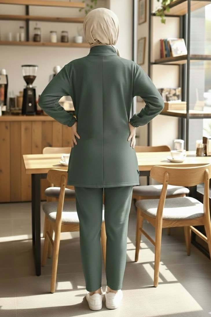 Fermuarlı Modal İkili Takım - 1013-HAKI - TOFİSA