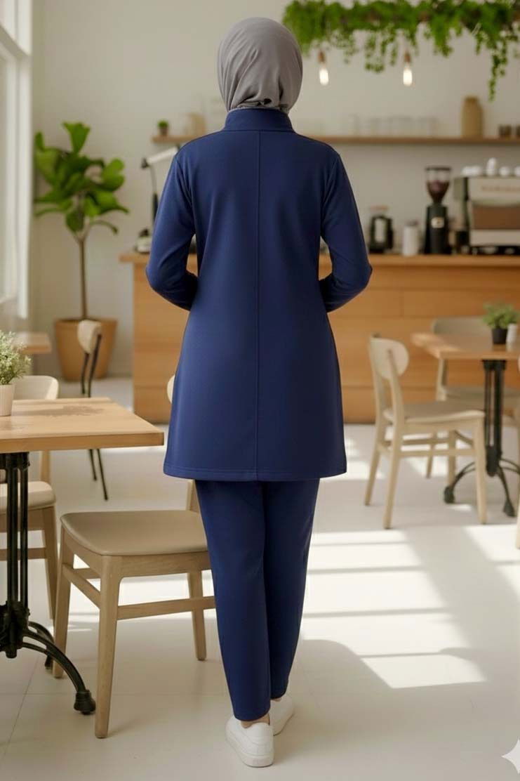 Fermuarlı Modal İkili Takım - 1013-LACIVERT - TOFİSA