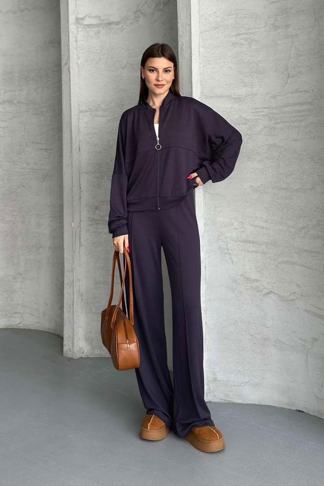 Fermuarlı Modal İkili Takım - 27713-MOR - TOFİSA