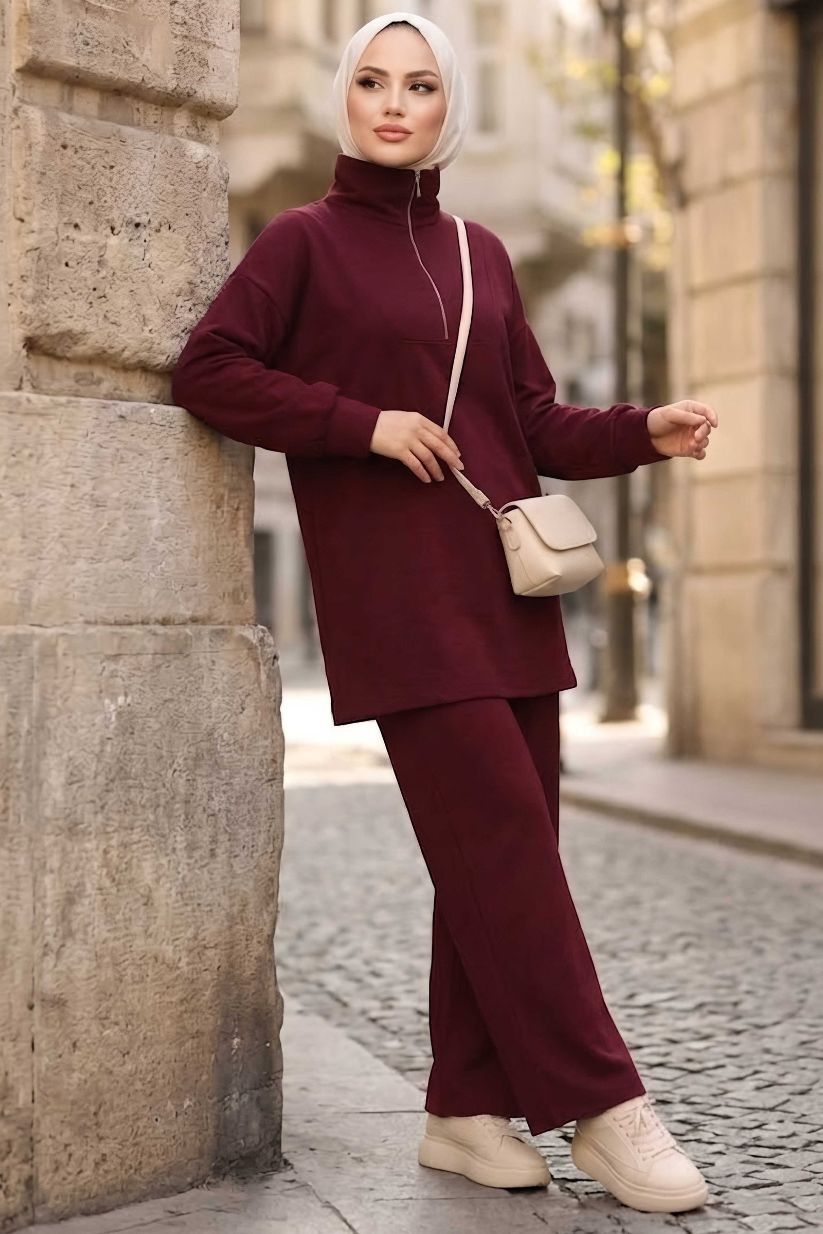 Fermuarlı Oysh Modal Takım Bordo - 28920-BORDO - 1