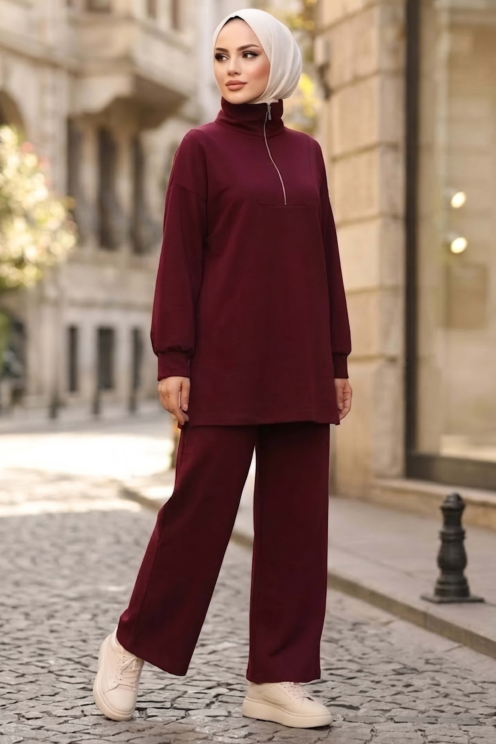 Fermuarlı Oysh Modal Takım Bordo - 28920-BORDO - 2