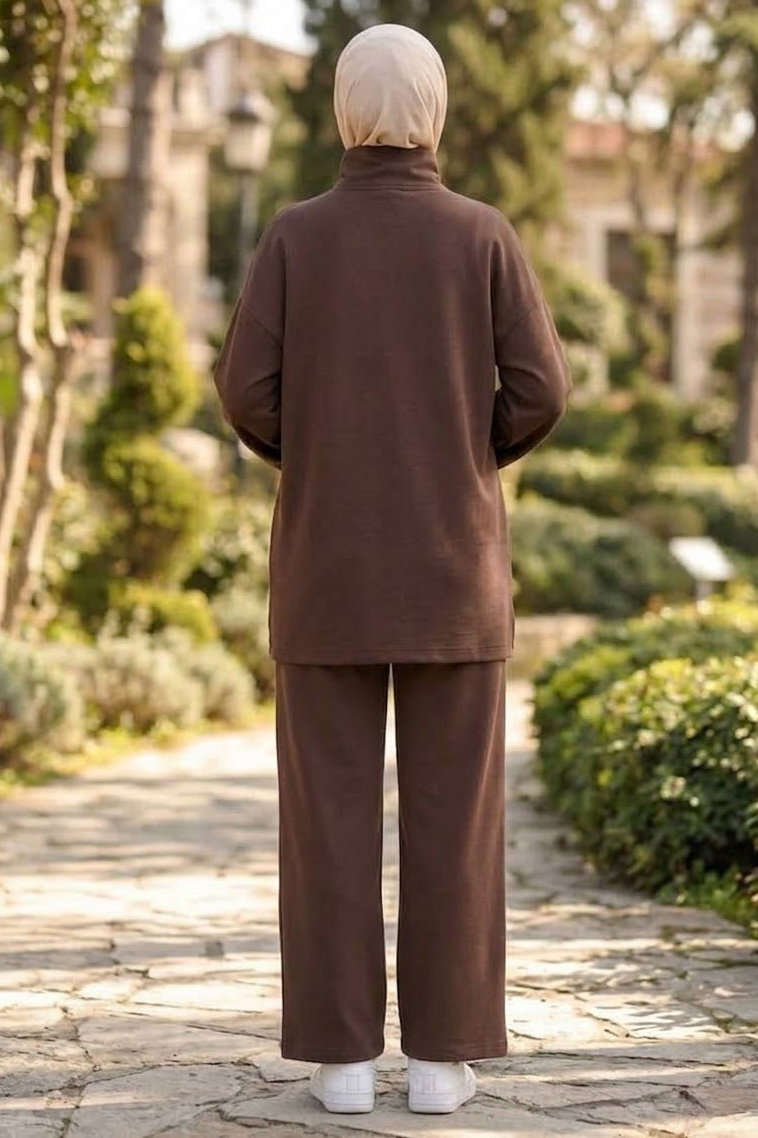 Fermuarlı Oysh Modal Takım Kahve - 28920-KAHVE - 3