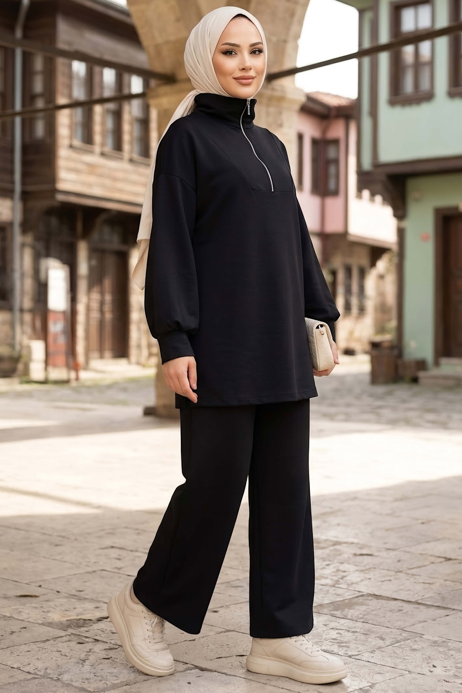 Fermuarlı Oysh Modal Takım Siyah - 28920-SIYAH - 1