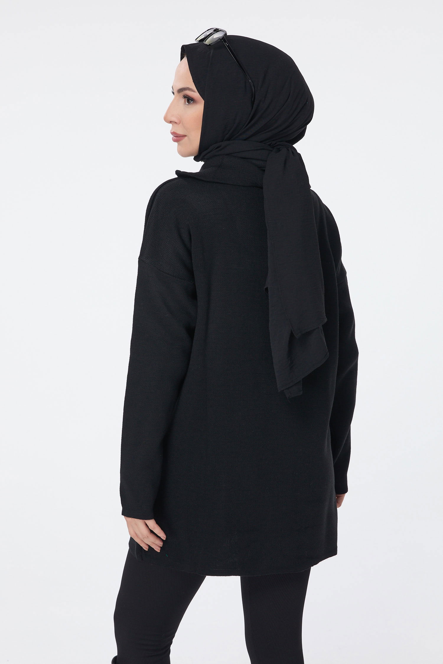 Fermuarlı Triko Uzun Kazak - 27627 - 4
