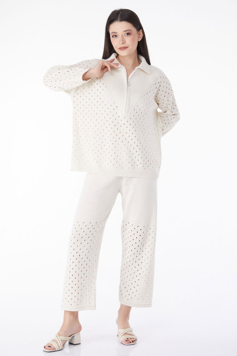 Fermurlı Delik Detaylı Triko Takım - 27630 - TOFİSA