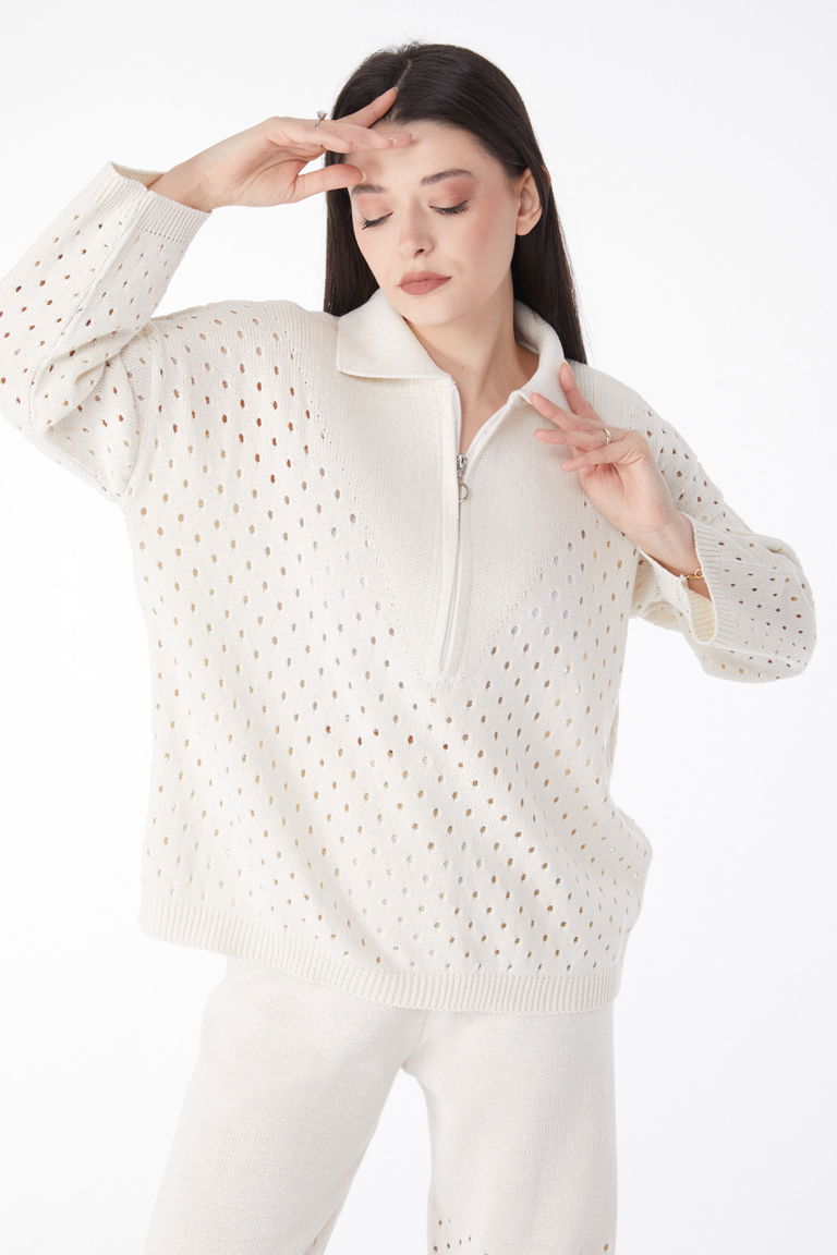 Fermurlı Delik Detaylı Triko Takım - 27630 - TOFİSA