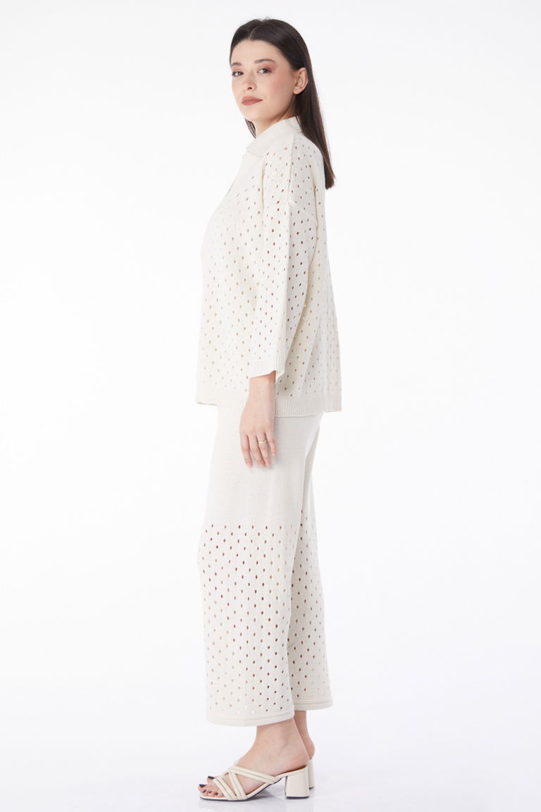 Fermurlı Delik Detaylı Triko Takım - 27630 - TOFİSA