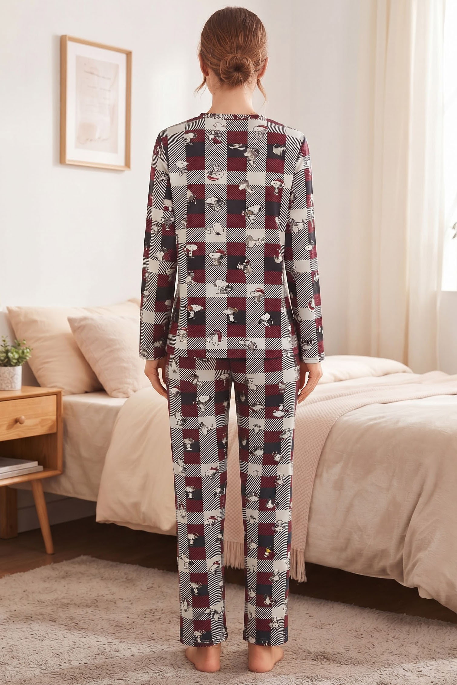 Figür Baskılı Süet Pijama Takımı Kirmizi - 40500-KIRMIZI - 2
