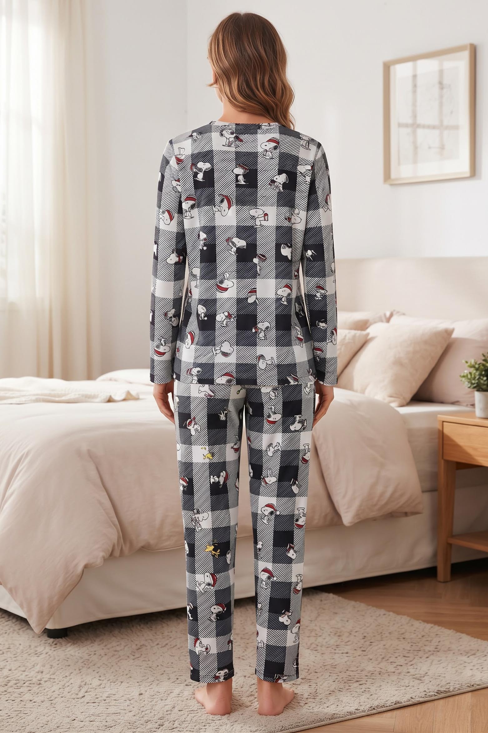 Figür Baskılı Süet Pijama Takımı Siyah - 40500-SIYAH - 2