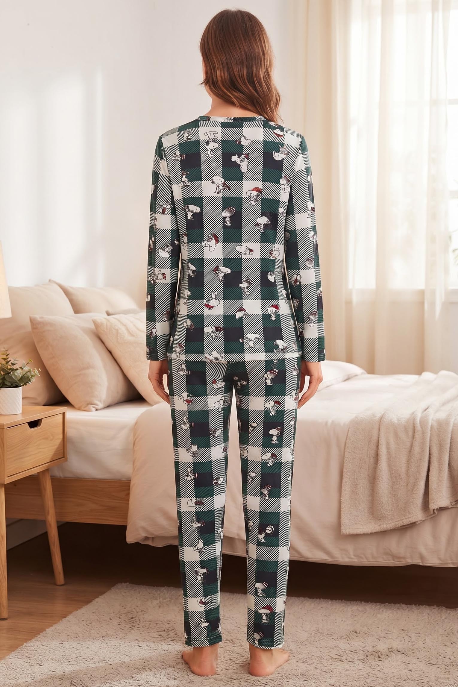 Figür Baskılı Süet Pijama Takımı Zümrüt - 40500-ZUMRUT - 2
