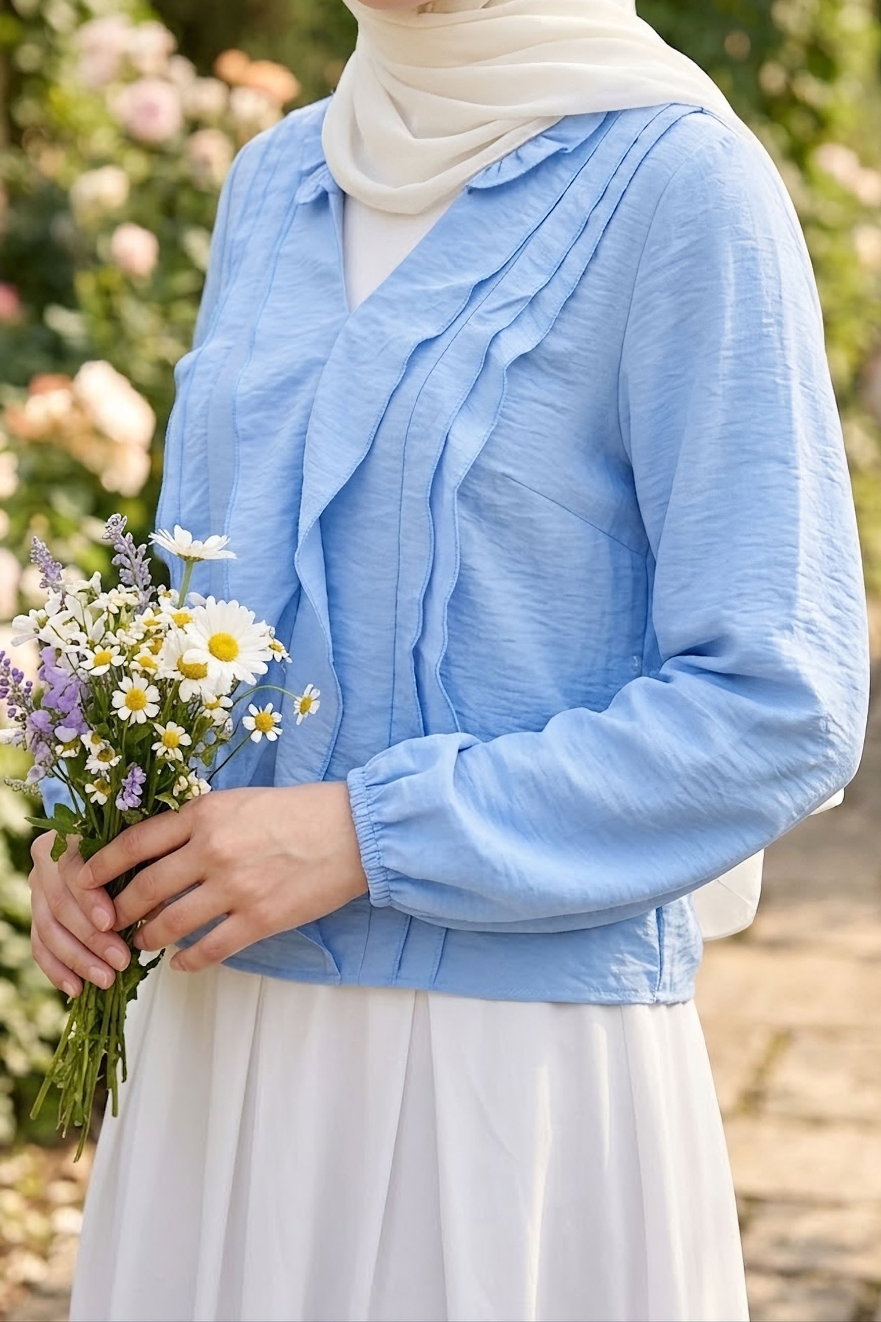 Fırfır Detaylı Bluz Bebe Mavi - 28917-BEBE-MAVI - 2