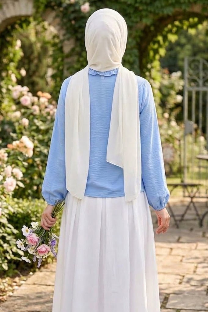 Fırfır Detaylı Bluz Bebe Mavi - 28917-BEBE-MAVI - 4