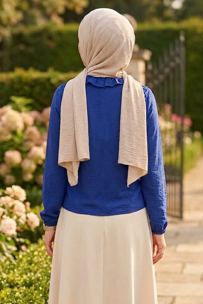 Fırfır Detaylı Bluz Lacivert - 28917-LACIVERT - 4