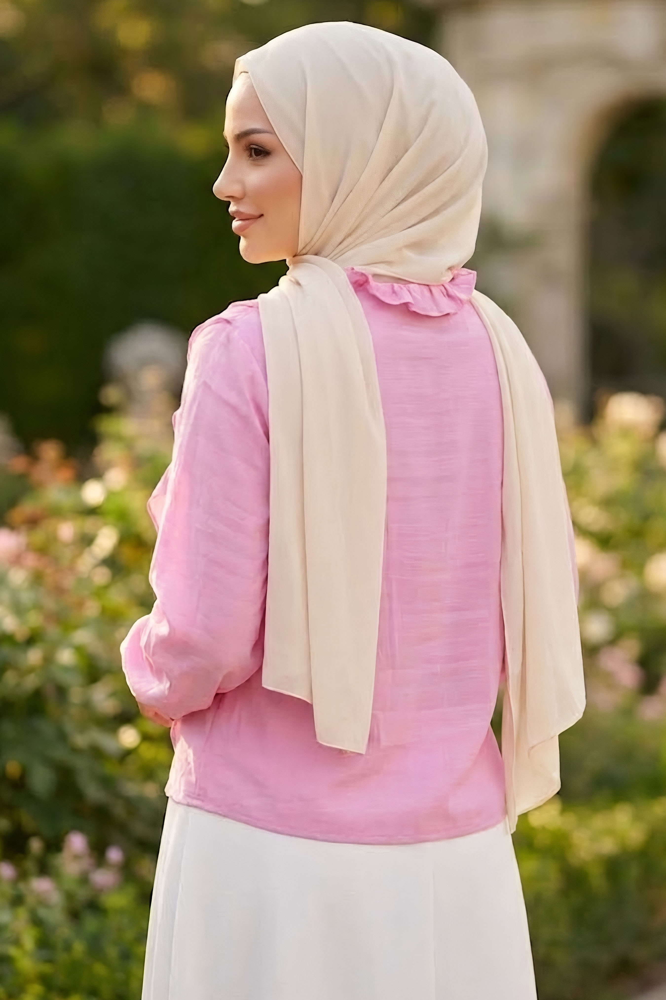 Fırfır Detaylı Bluz Pembe - 28917-PEMBE - 4