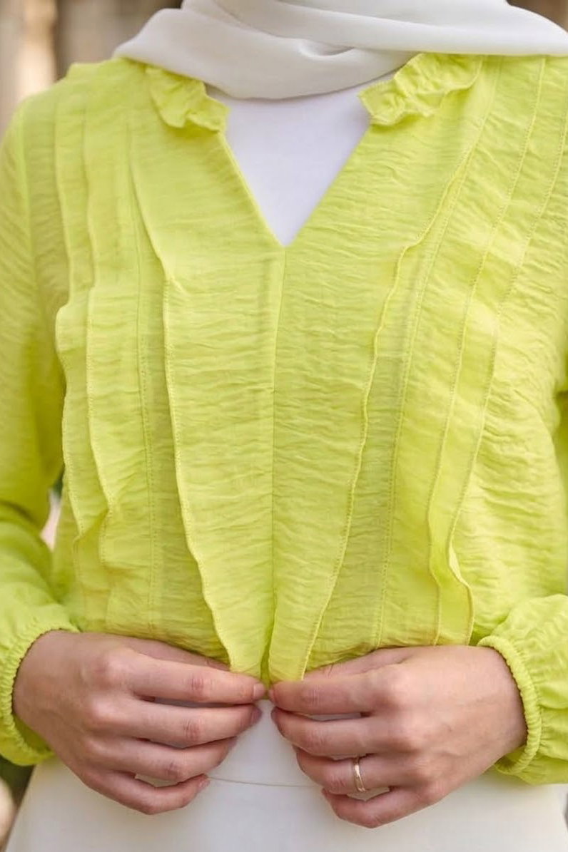 Fırfır Detaylı Bluz Sari - 28917-SARI - 3