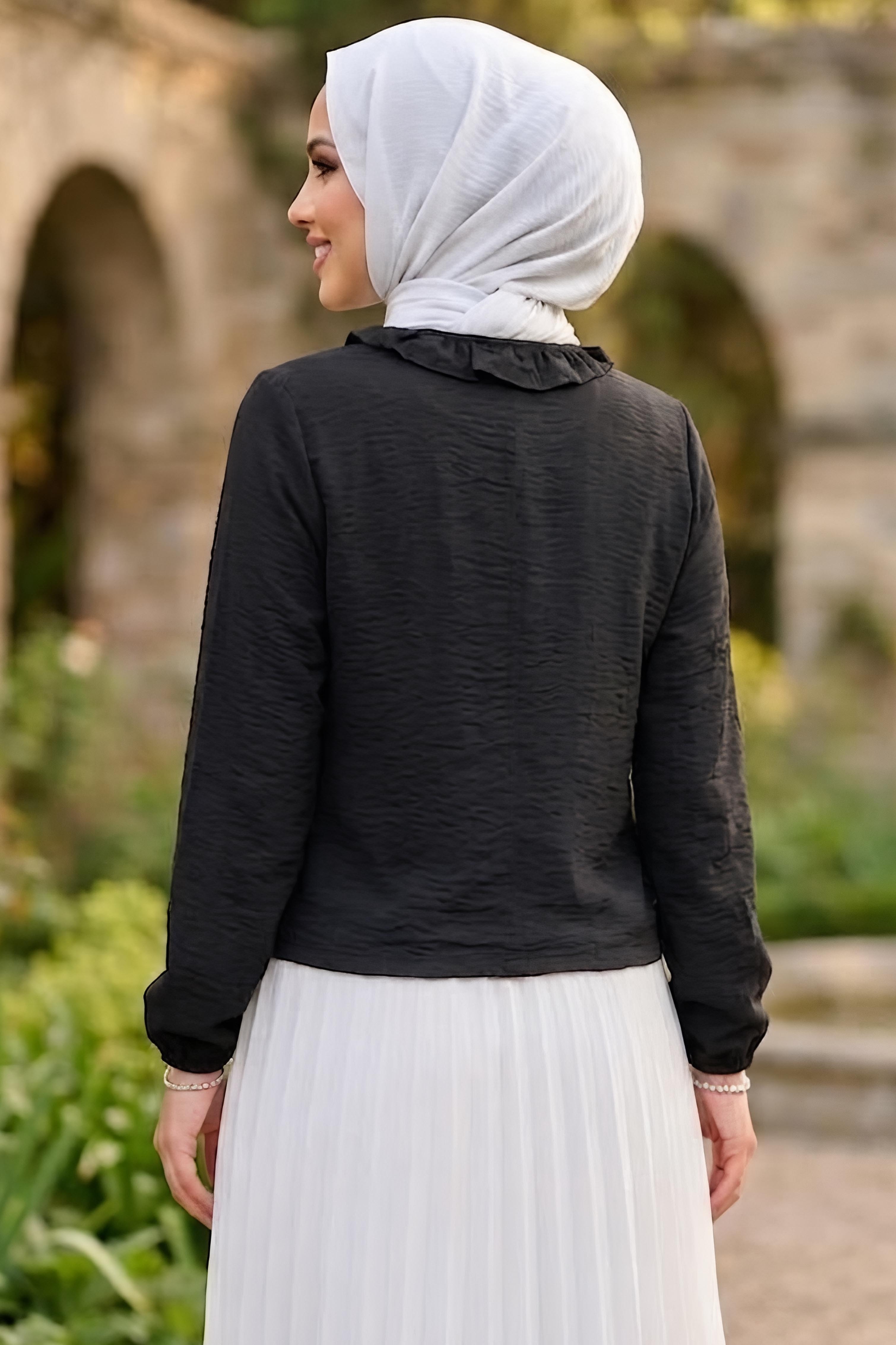 Fırfır Detaylı Bluz Siyah - 28917-SIYAH - 3