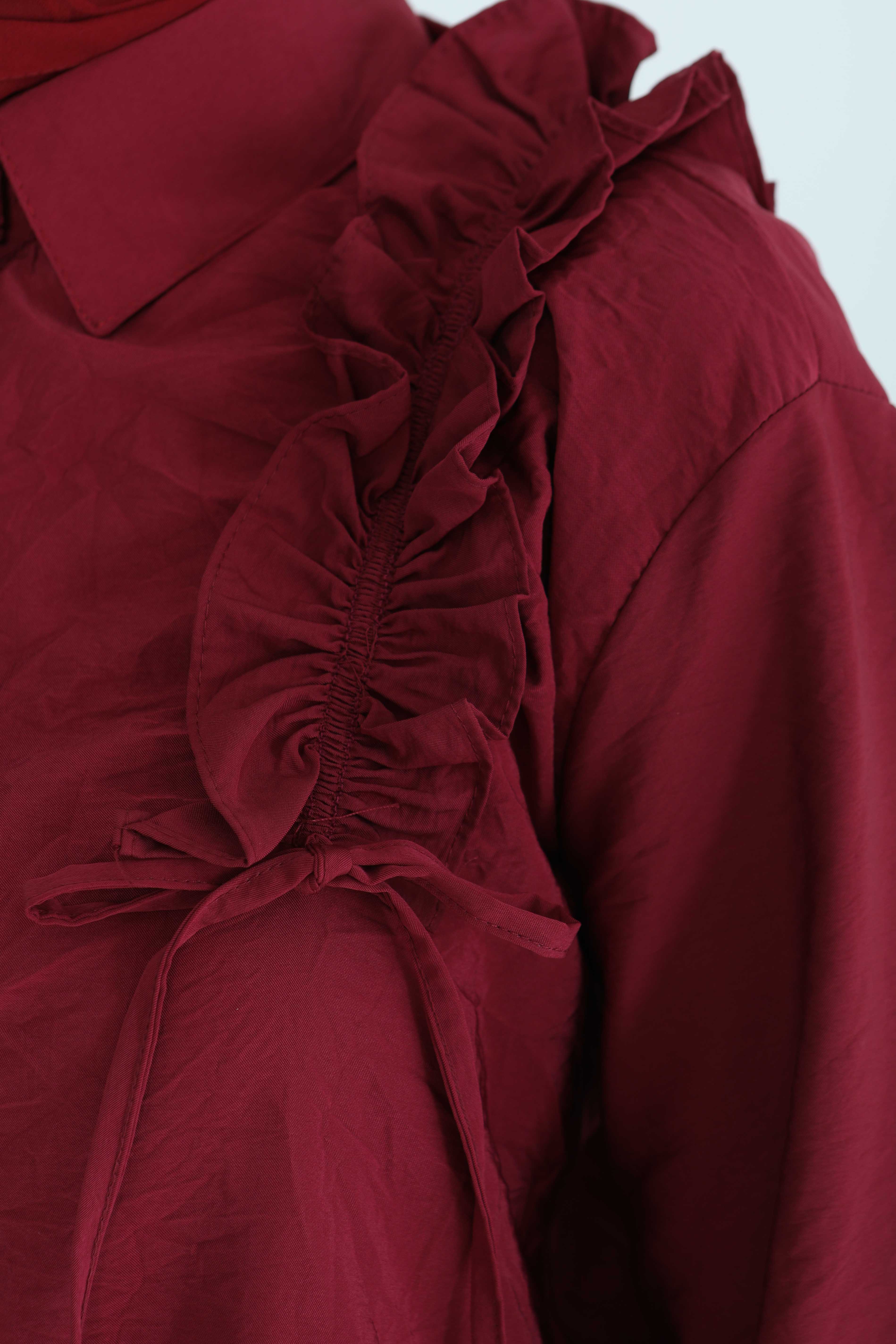 Fırfır Detaylı Tunik Bordo - 27274 - 3