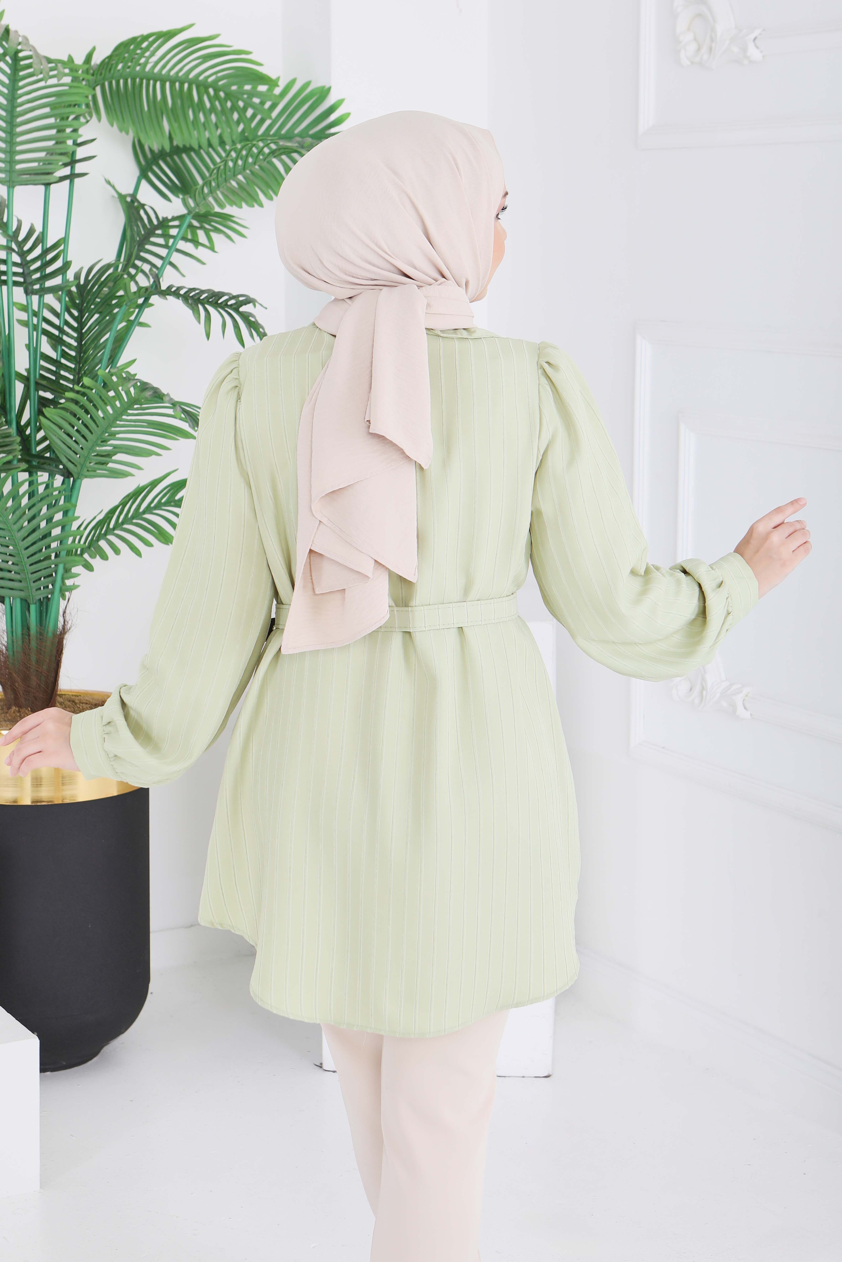 Fitil Detaylı Kemerli Tunik - 28208-CAGLA - 4