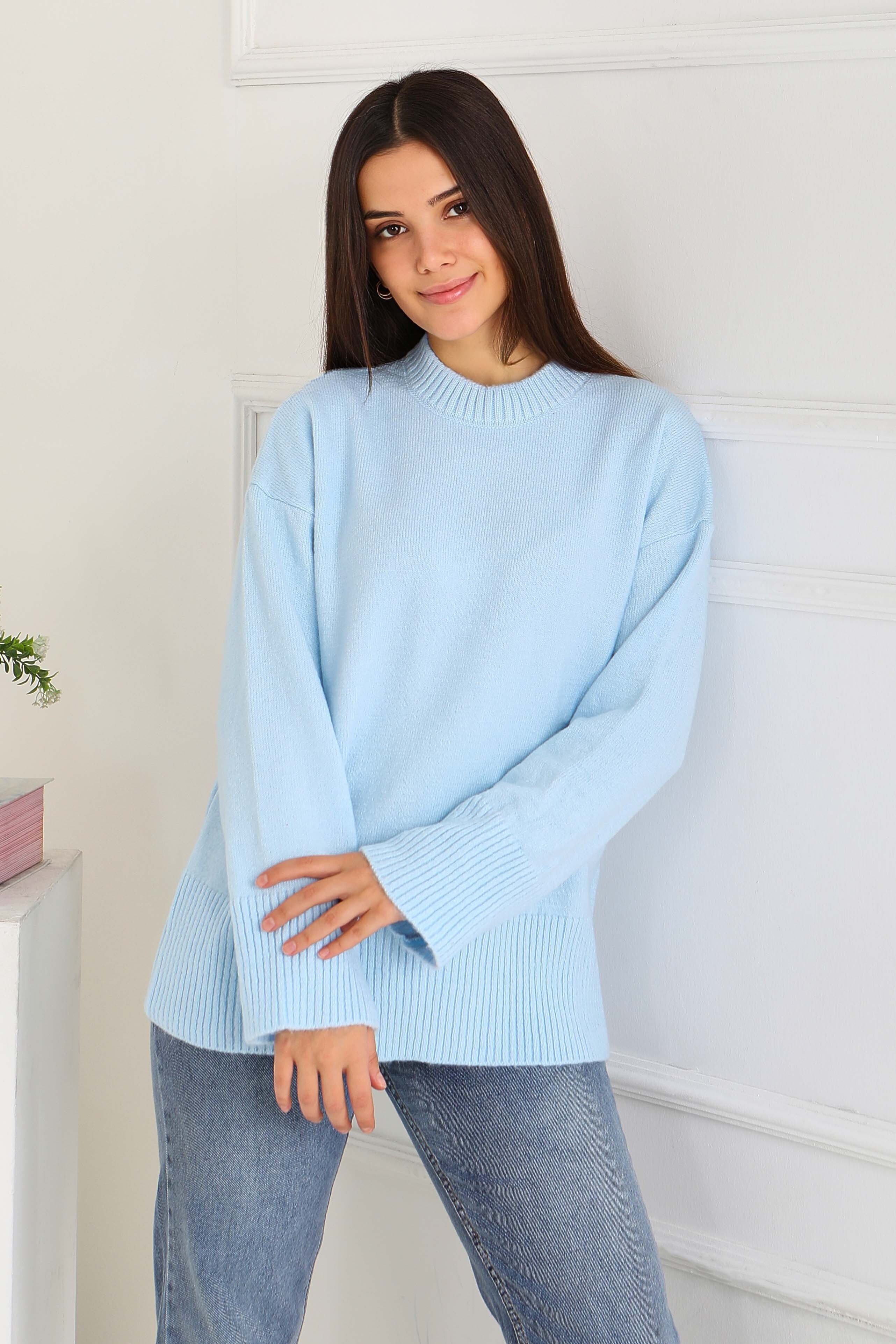 Fitil Detaylı Triko Kazak - 27718-BEBE-MAVI - 3