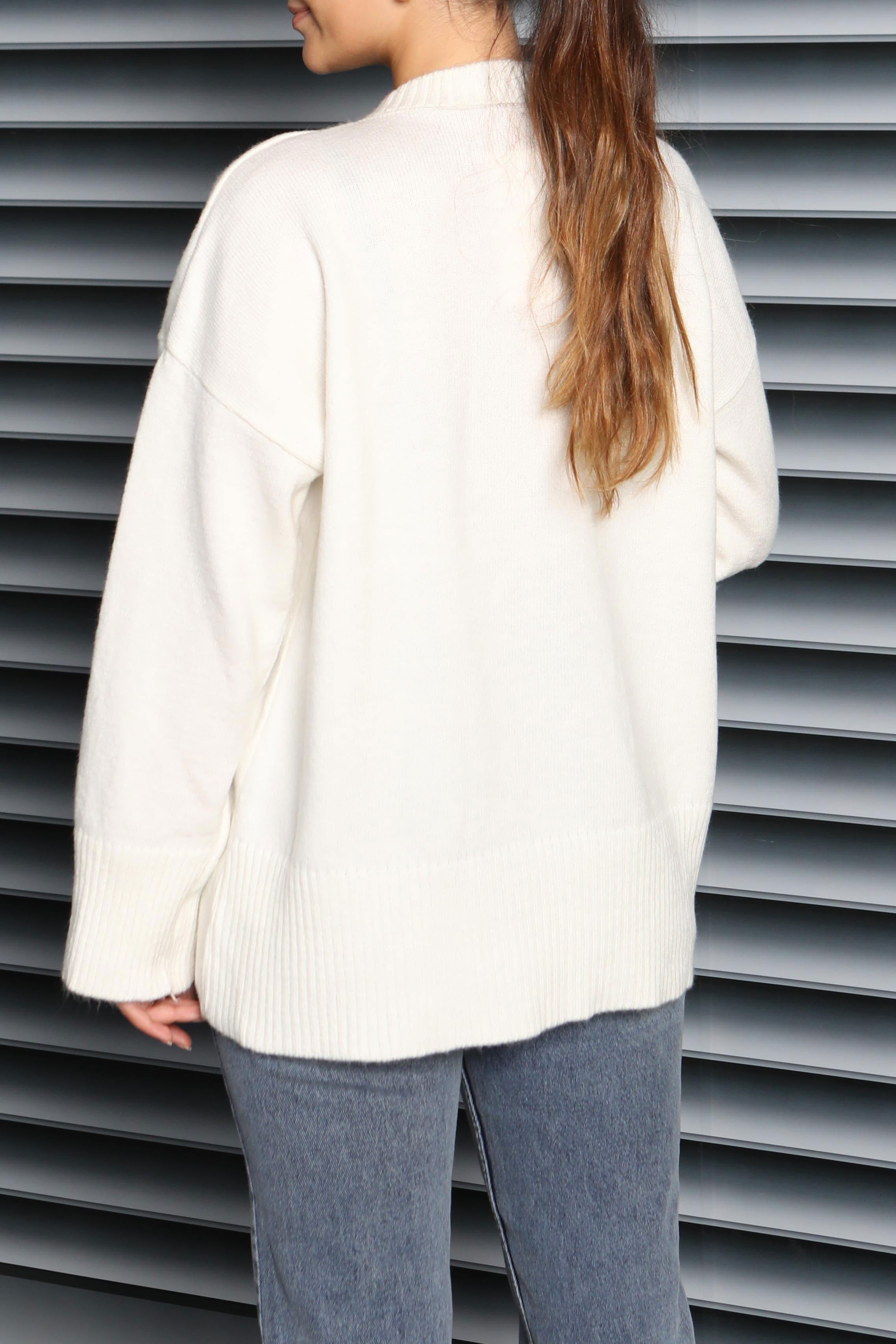 Fitil Detaylı Triko Kazak - 27718-EKRU - 5