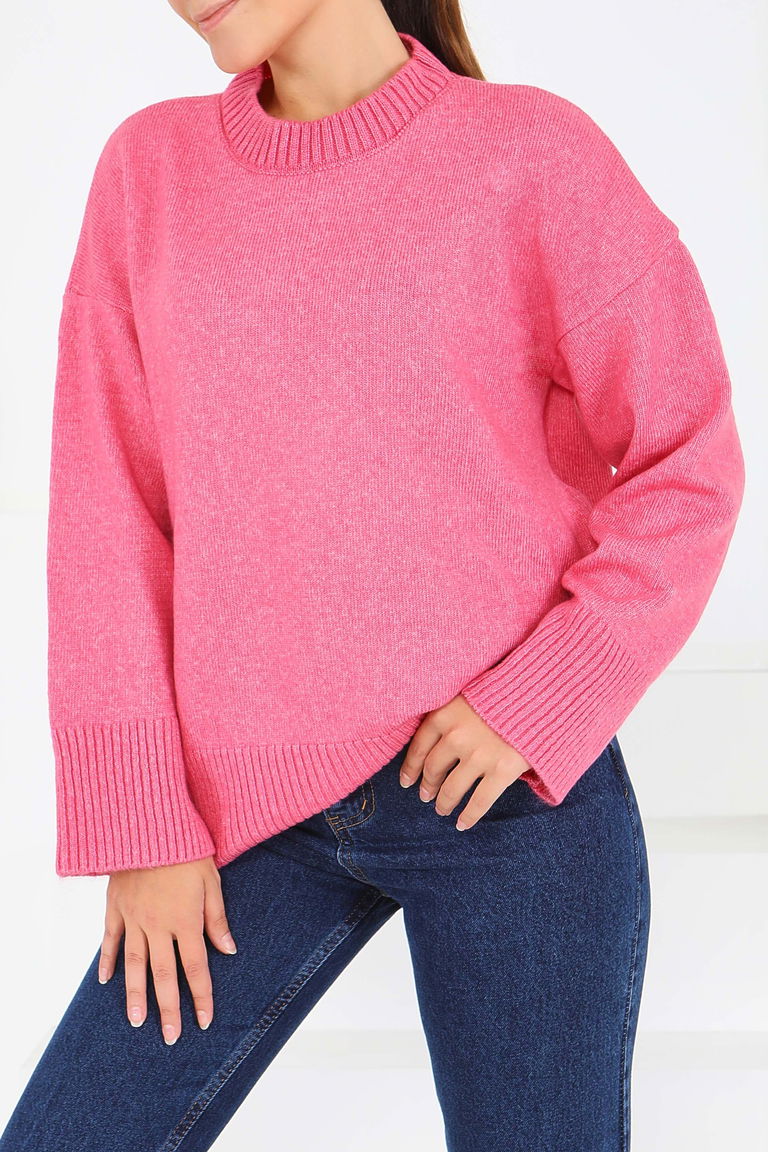 Fitil Detaylı Triko Kazak - 27718-PEMBE - TOFİSA