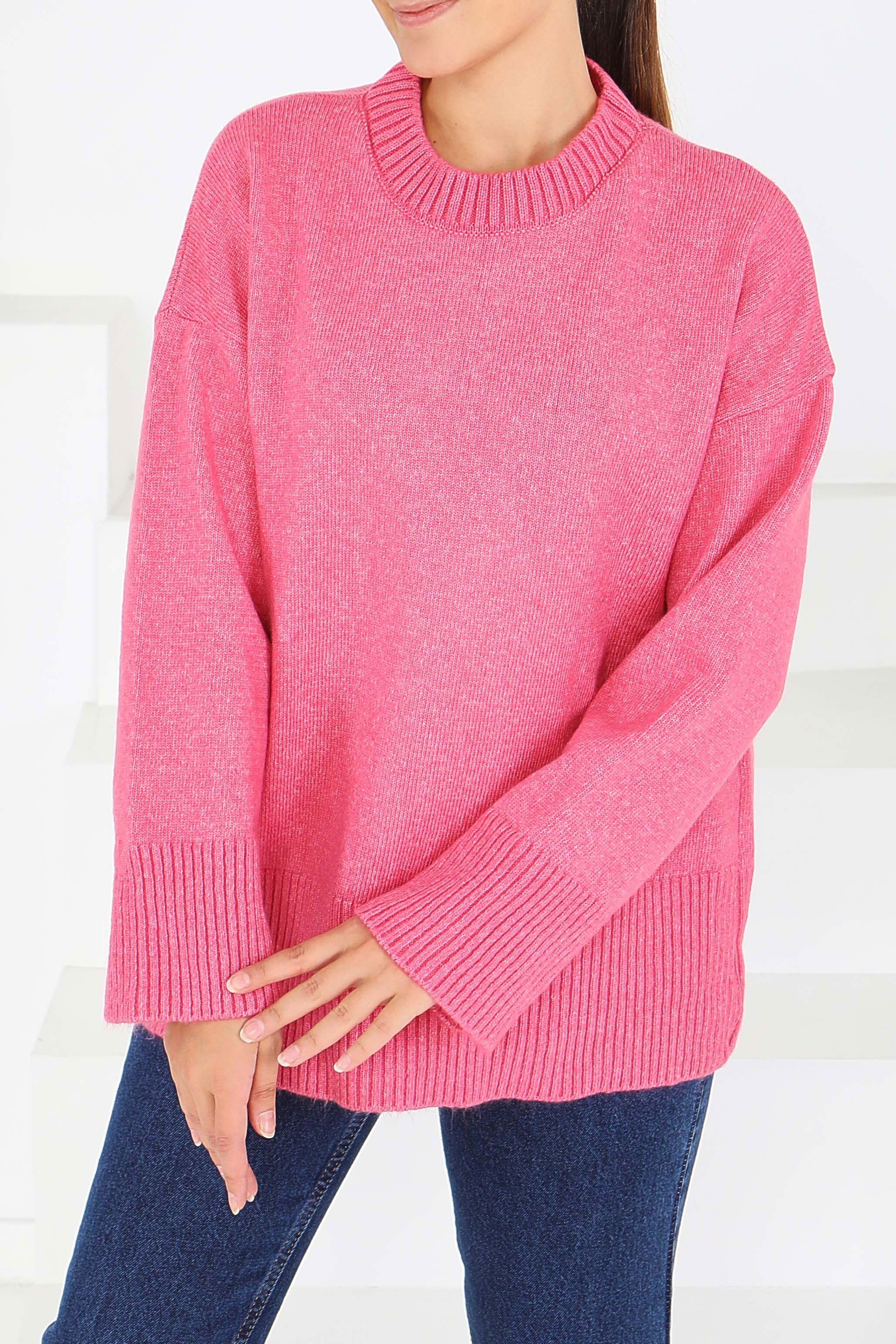 Fitil Detaylı Triko Kazak - 27718-PEMBE - 2