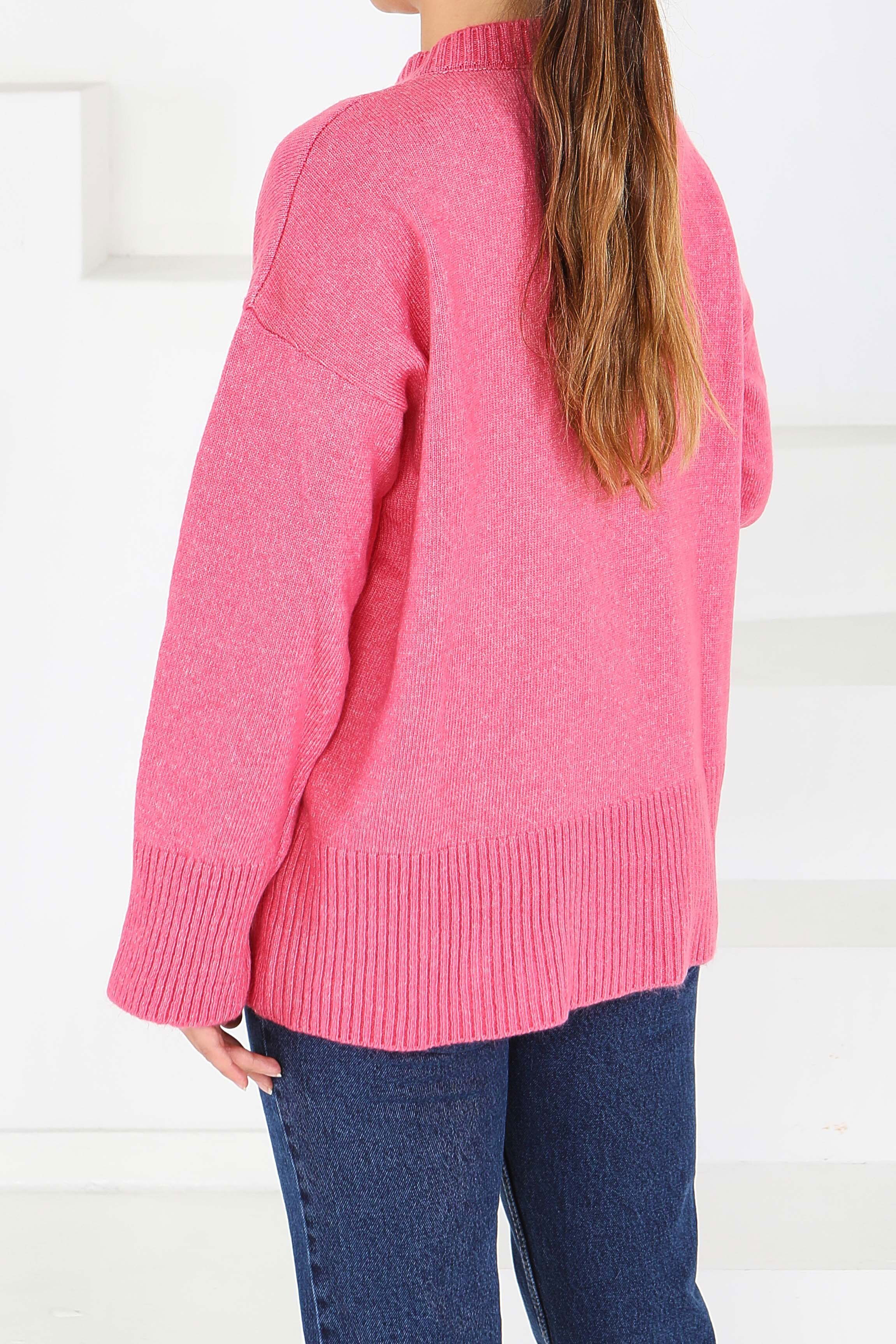 Fitil Detaylı Triko Kazak - 27718-PEMBE - 5