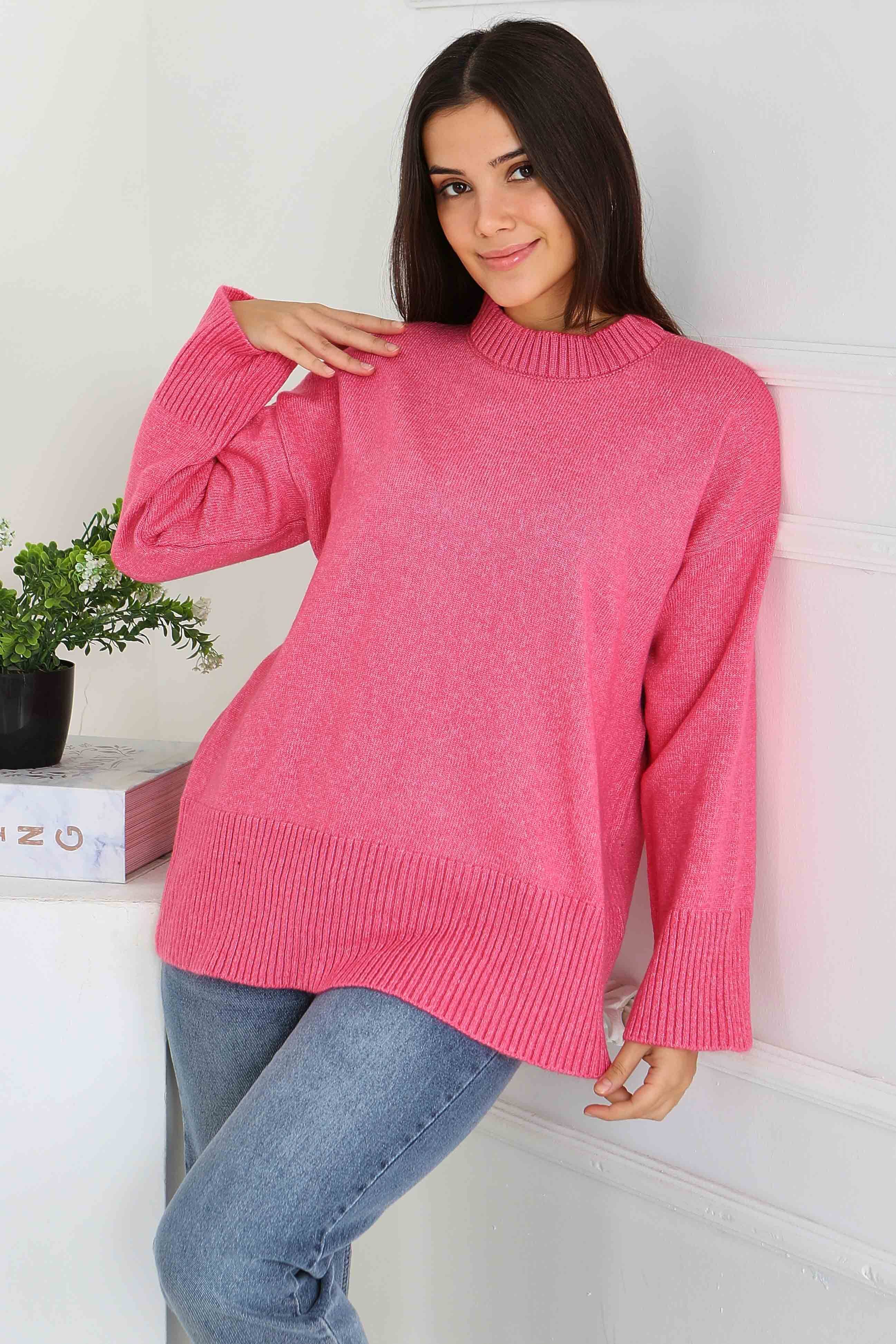 Fitil Detaylı Triko Kazak - 27718-PEMBE - 3