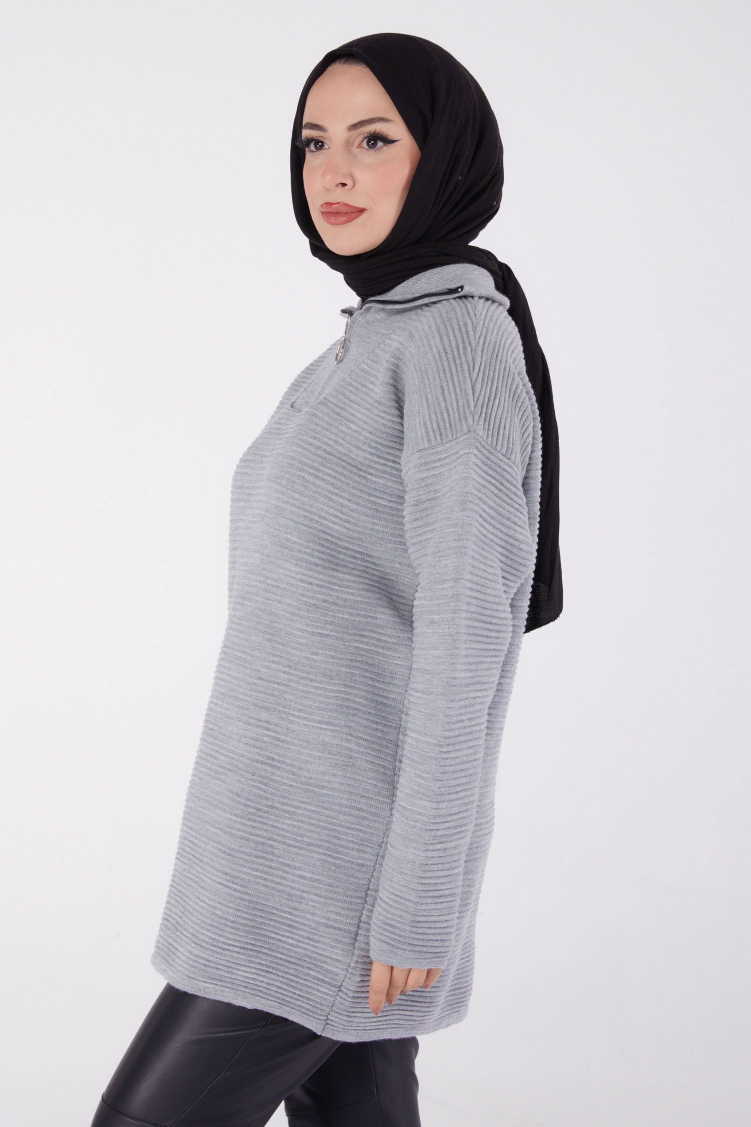 Fitili Fermuarlı Triko Kazak - 27632 - 4