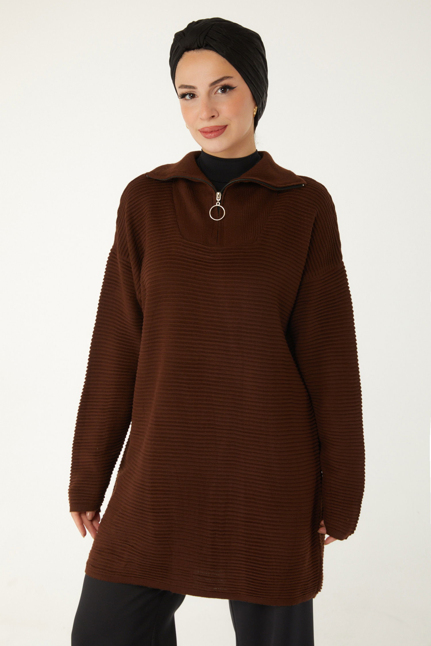 Fitili Fermuarlı Triko Kazak - 27632 - 4