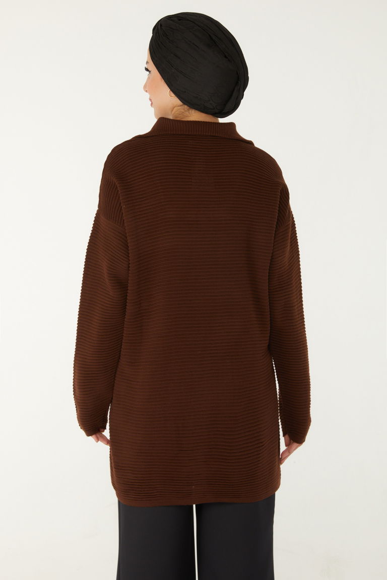 Fitili Fermuarlı Triko Kazak - 27632 - TOFİSA