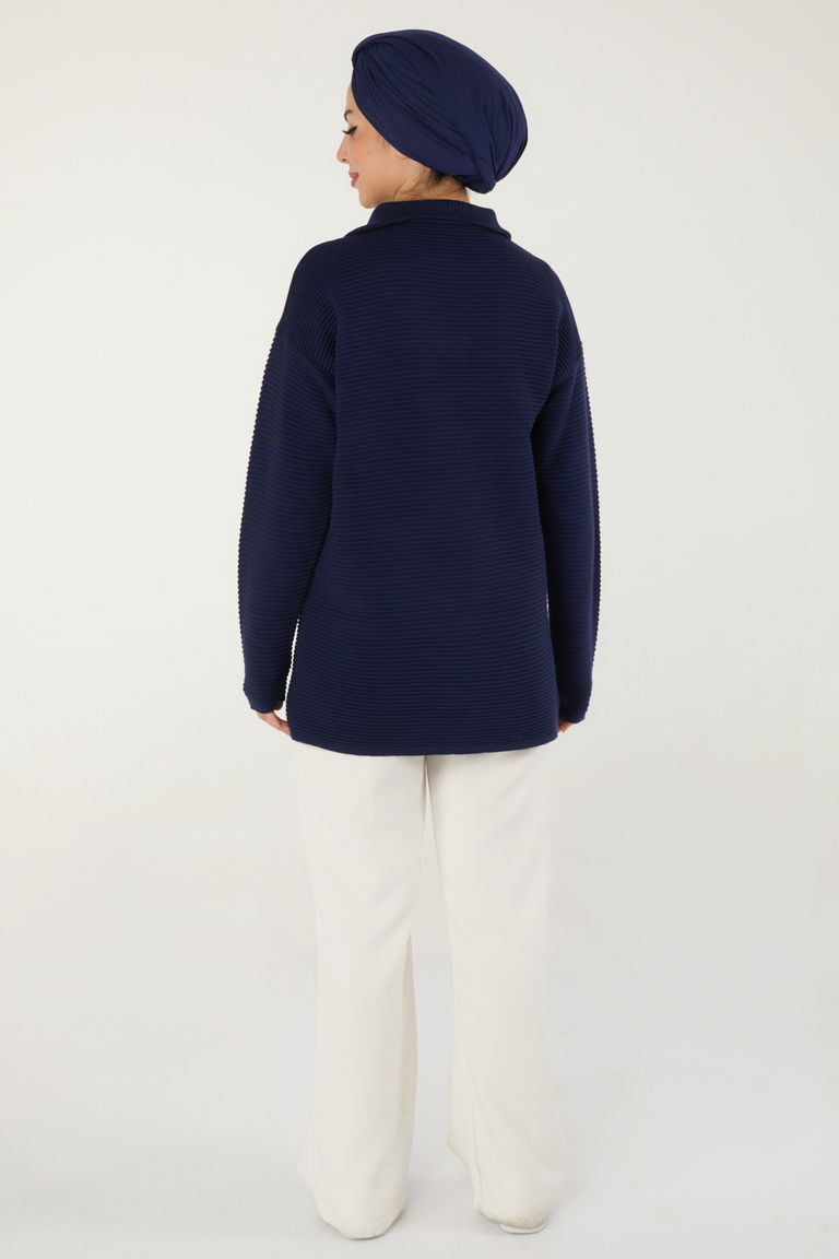 Fitili Fermuarlı Triko Kazak - 27632 - TOFİSA